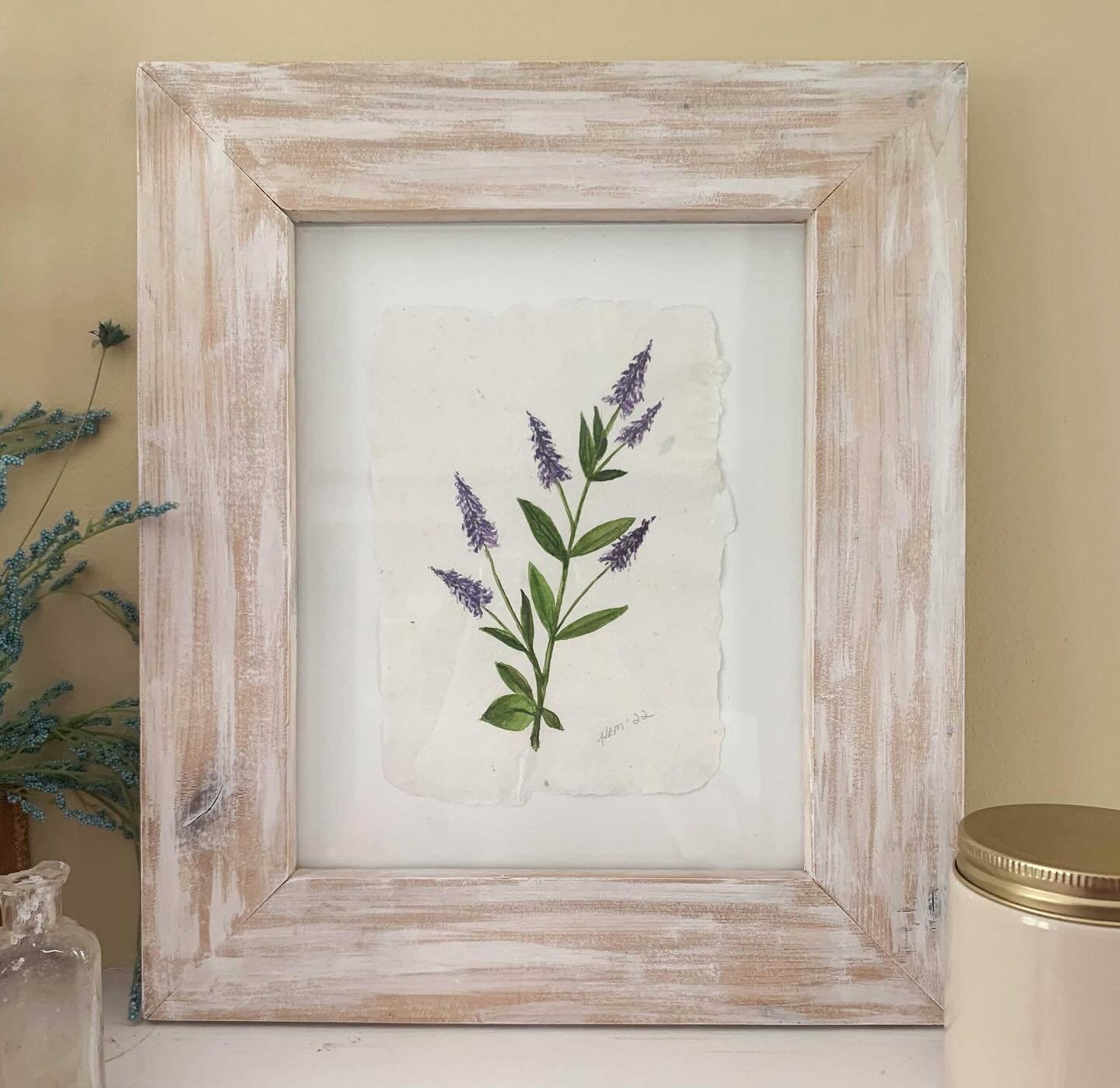Purple wild flowers painted in watercolors on handmade paper. Mounted in wood white-washed frame.
#wildflowers #wildflowerpainting #purpleflowers #flowerpainting #inspiredbyflowers #botanicalart #watercolorpainting #framedart #artforyourhome #handmad