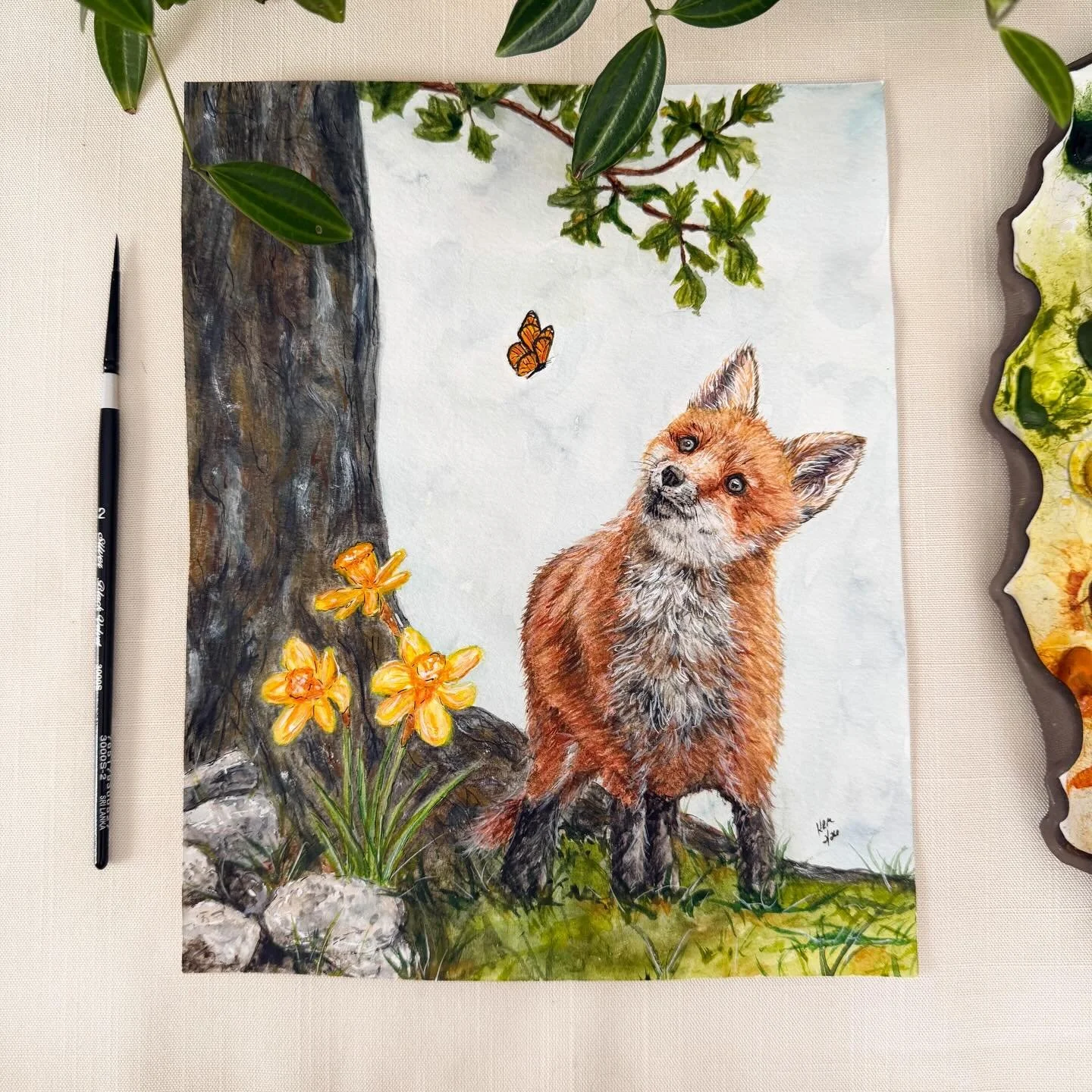 Kip chasing a butterfly in spring! This the start of a new collection I am working on. Featuring woodland animals that live in my neighborhood. Matching stationery to follow.
#babyfox #watercolorillustration #woodlandart #woodlandcreatures #redfox
