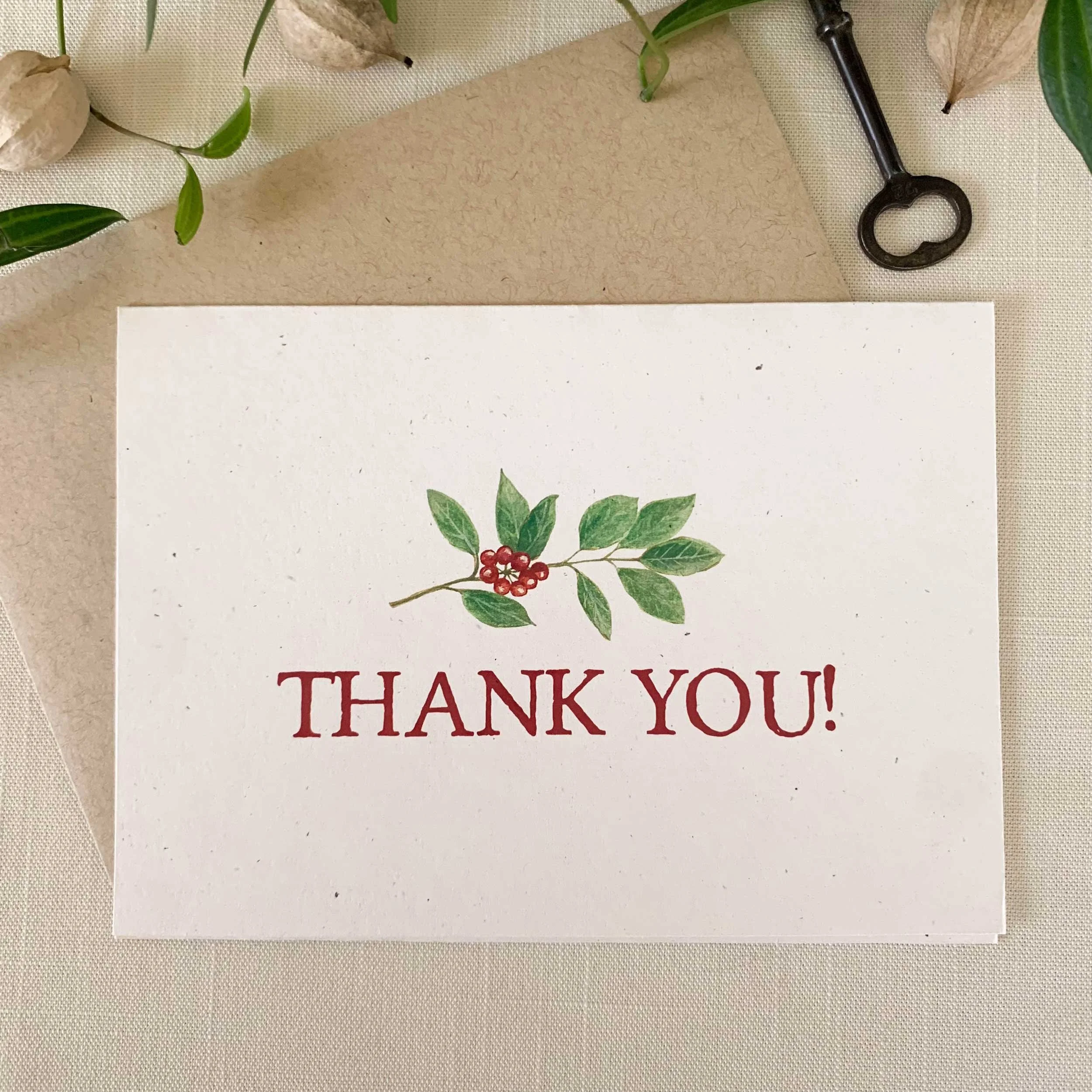 Christmas Holly Thank You Cards