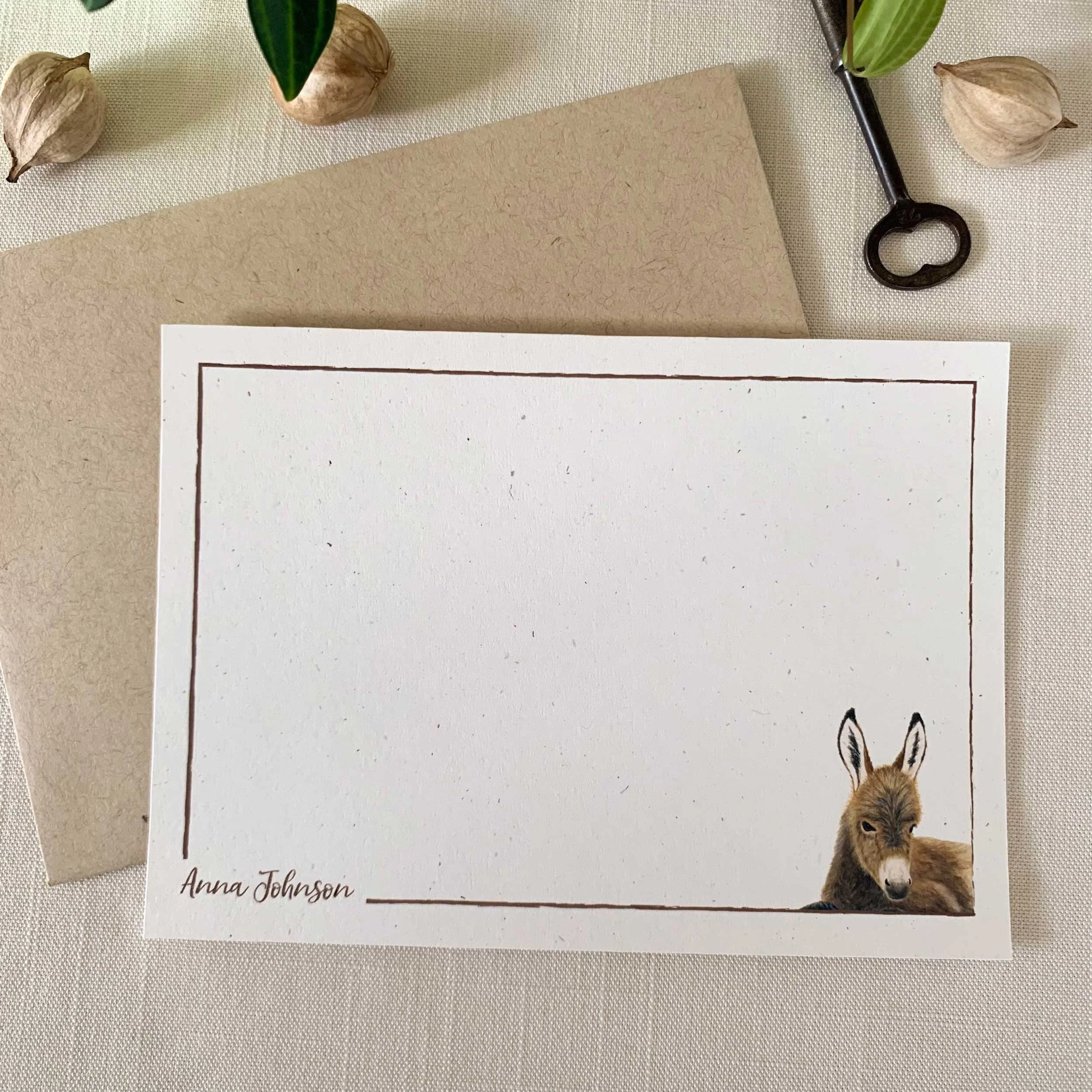Baby Donkey Personalized Notecard Set