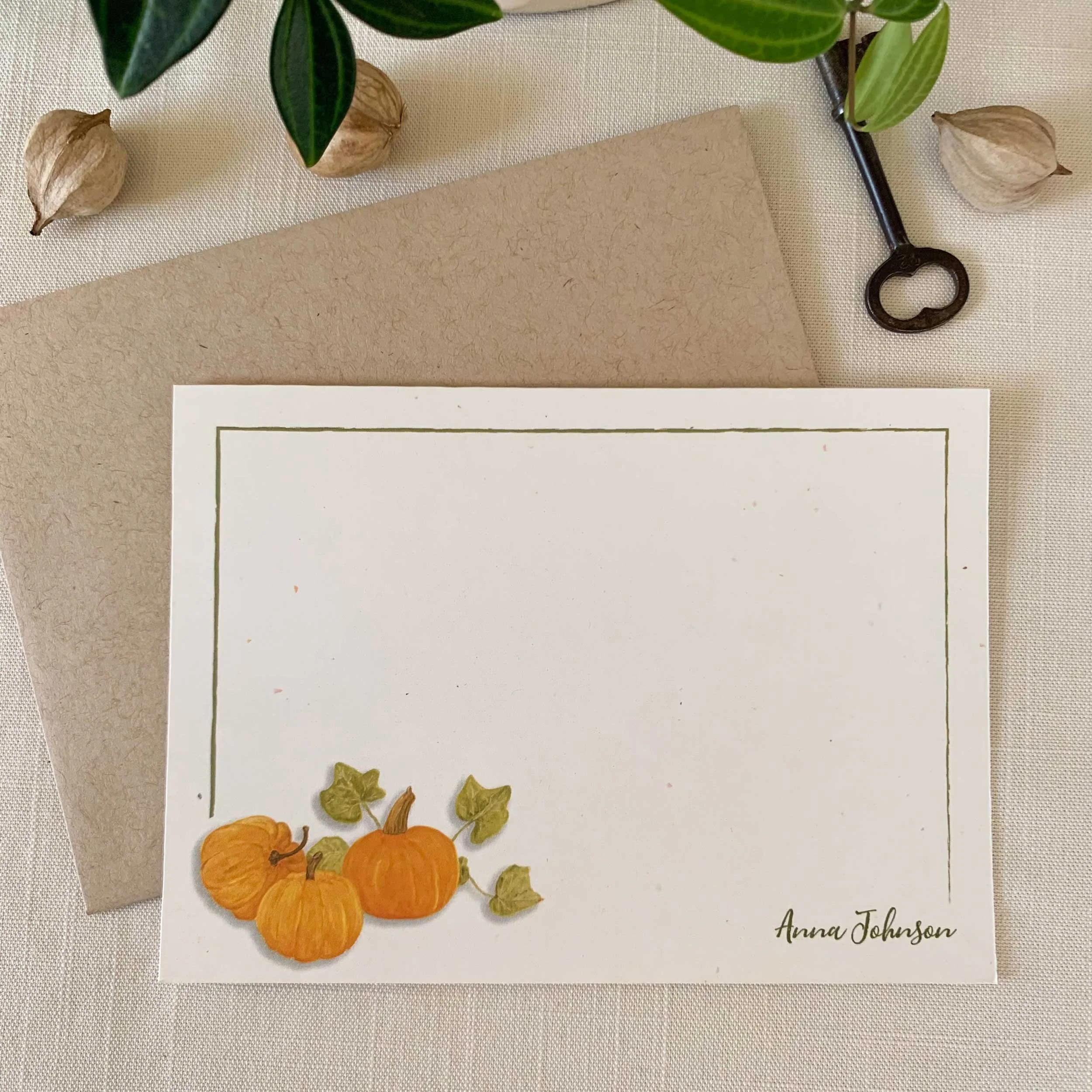 Pumpkin Patch Personalized Notecard Set