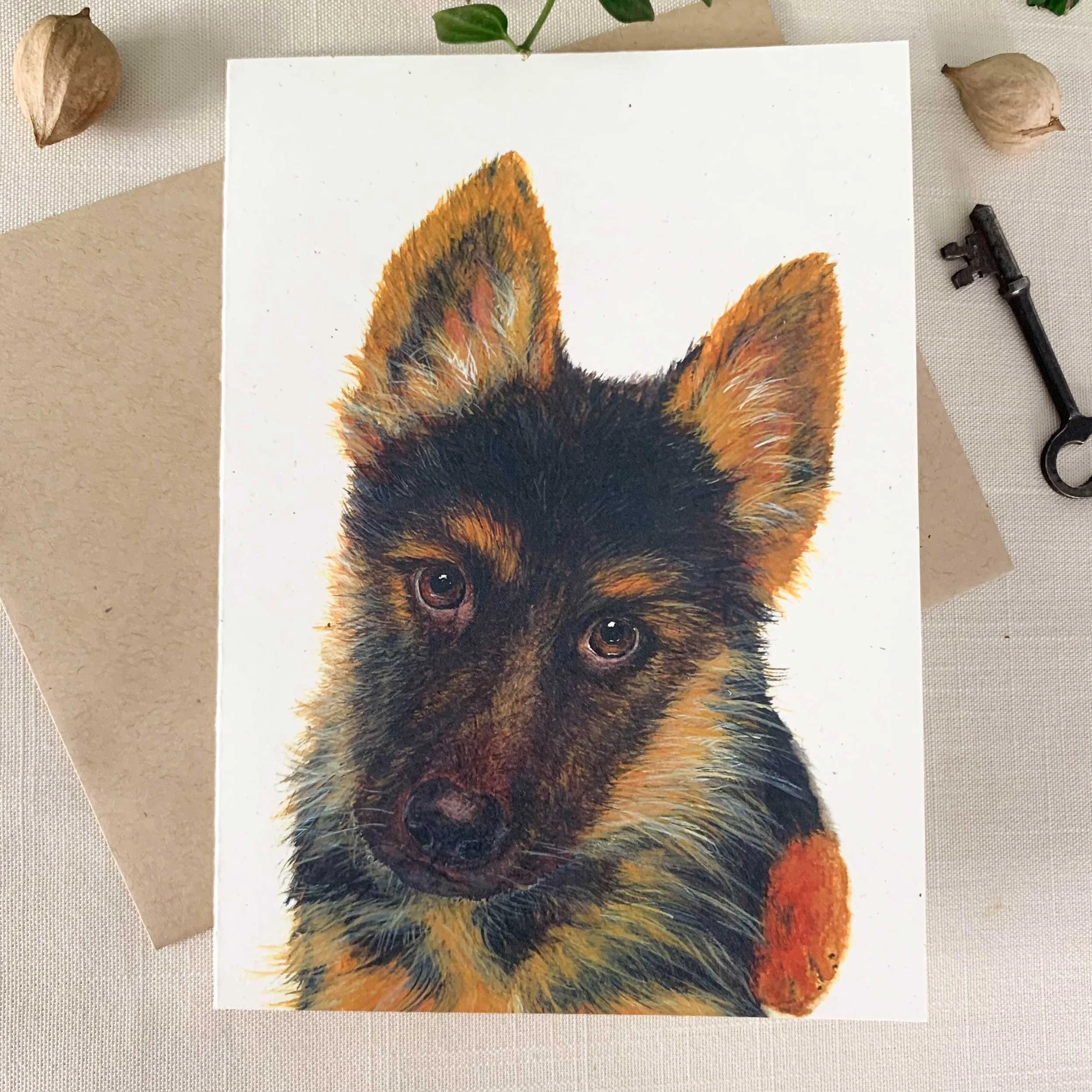 German Shepherd Puppy Frameable Greeting Card