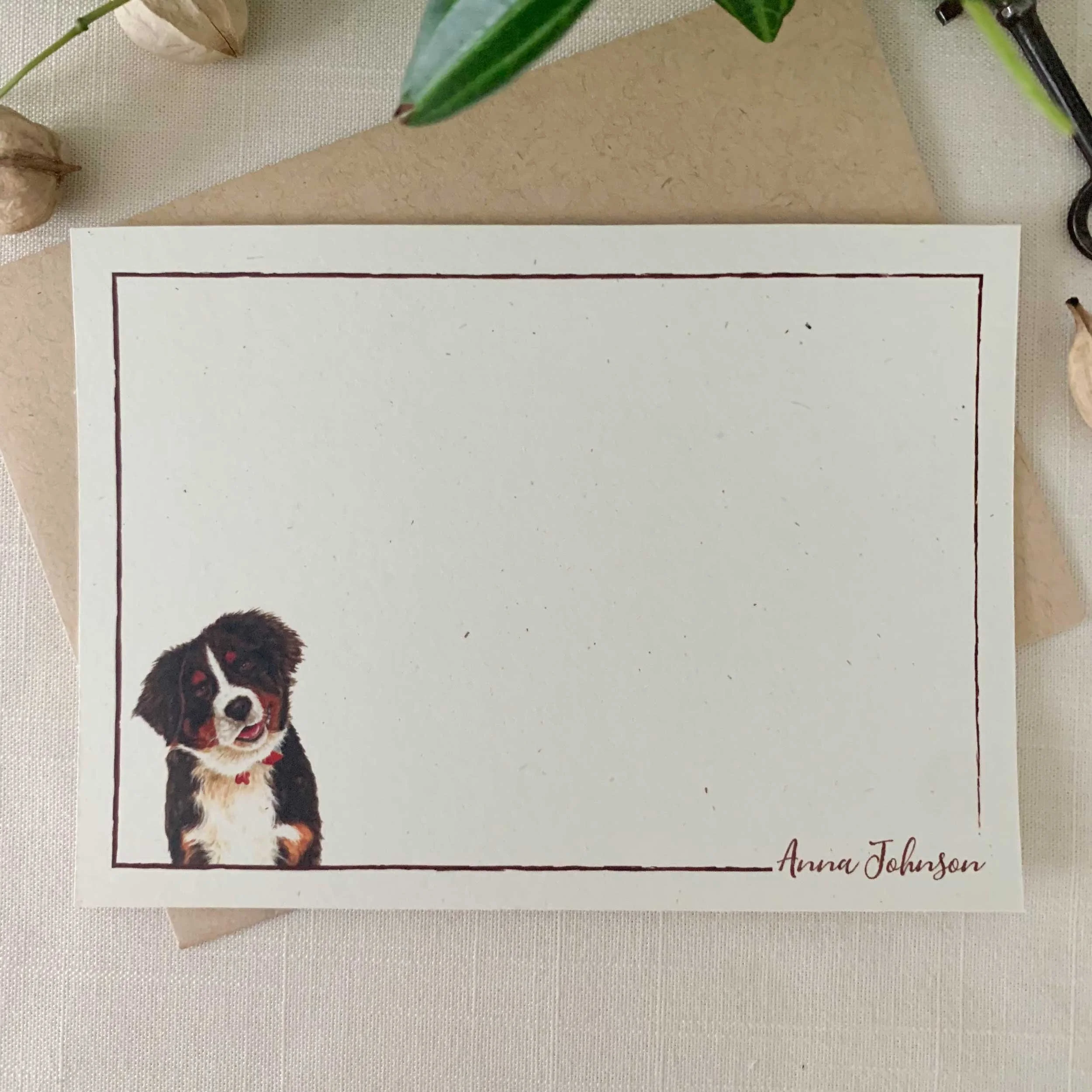 Bernese Mountain Dog Personalized Notecard Set
