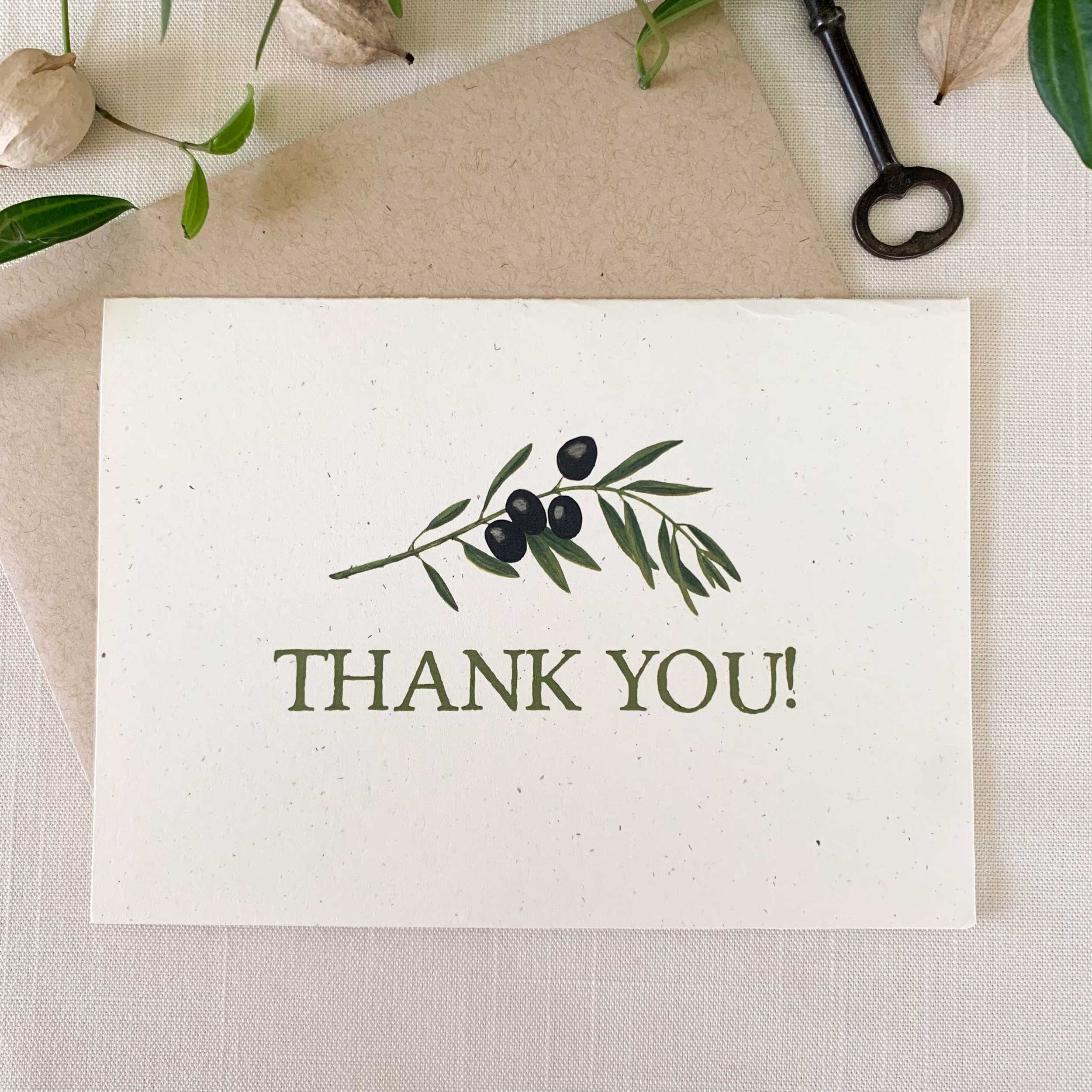 Olive Branch Folded Thank You Cards