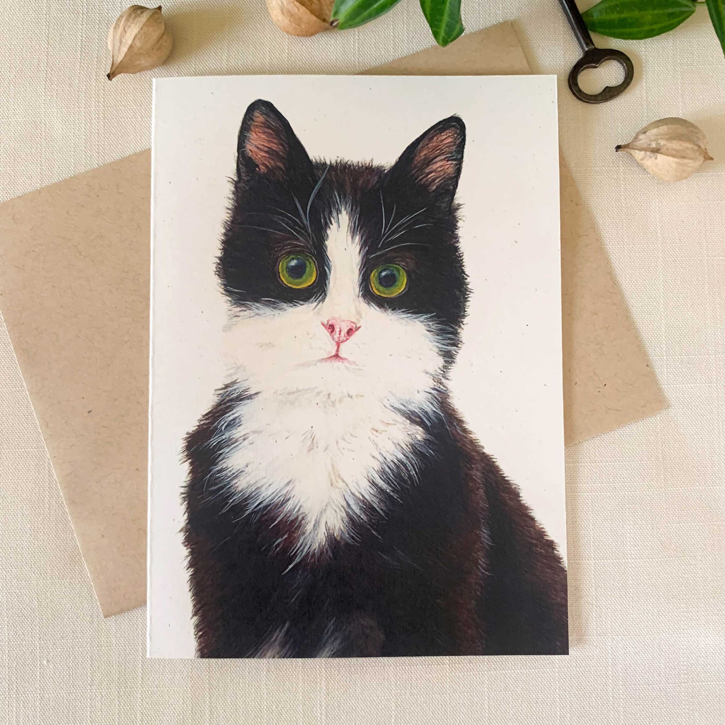 Black & White Cat Frameable Greeting Card