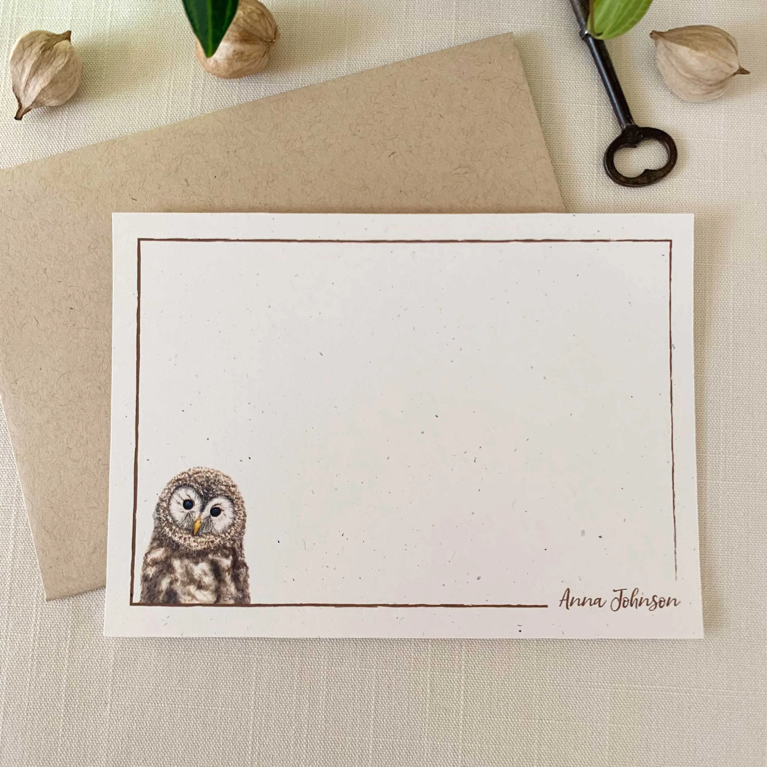 Baby Tawny Owl Personalized Notecard Set