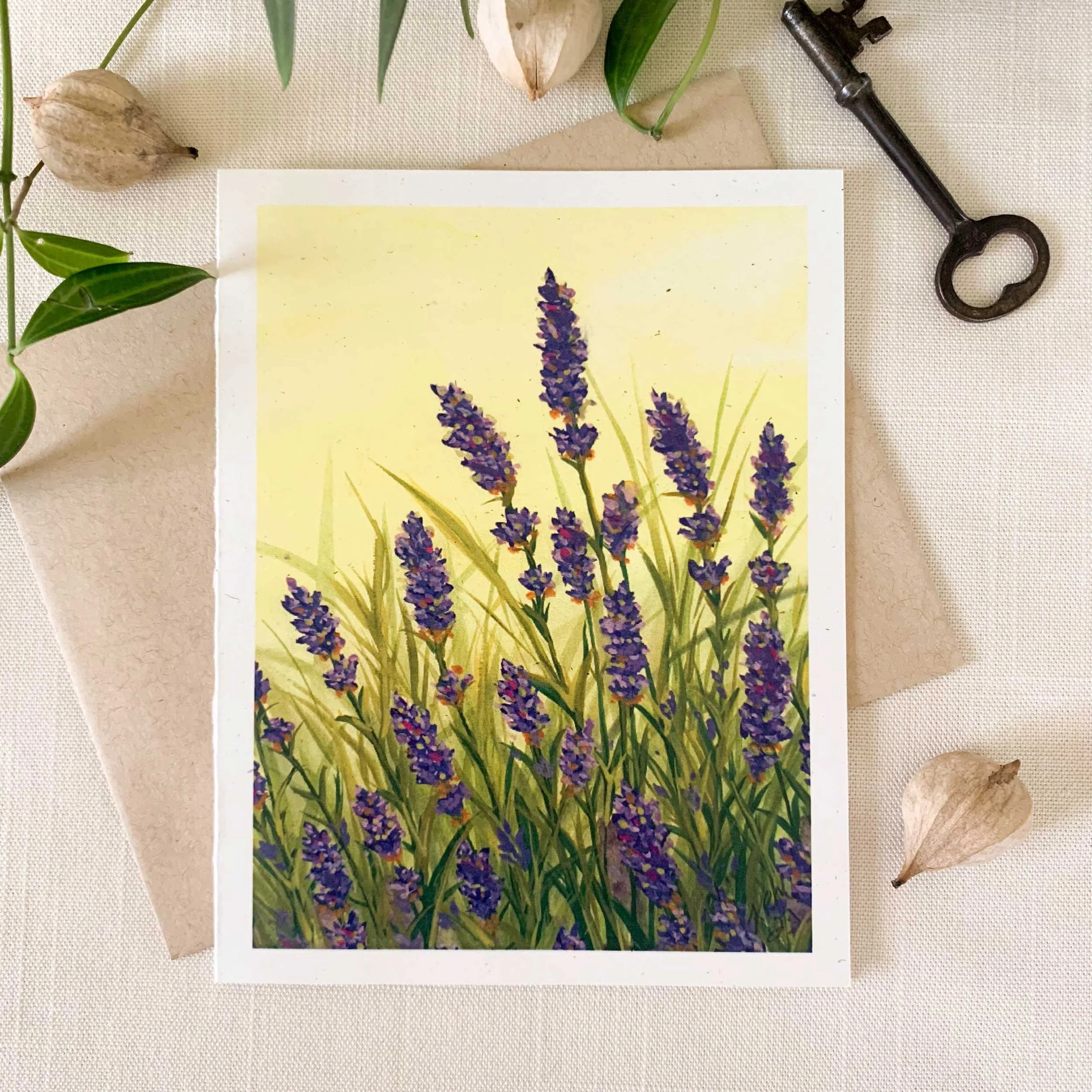 Lavender Field Portrait Folded Notecard Set