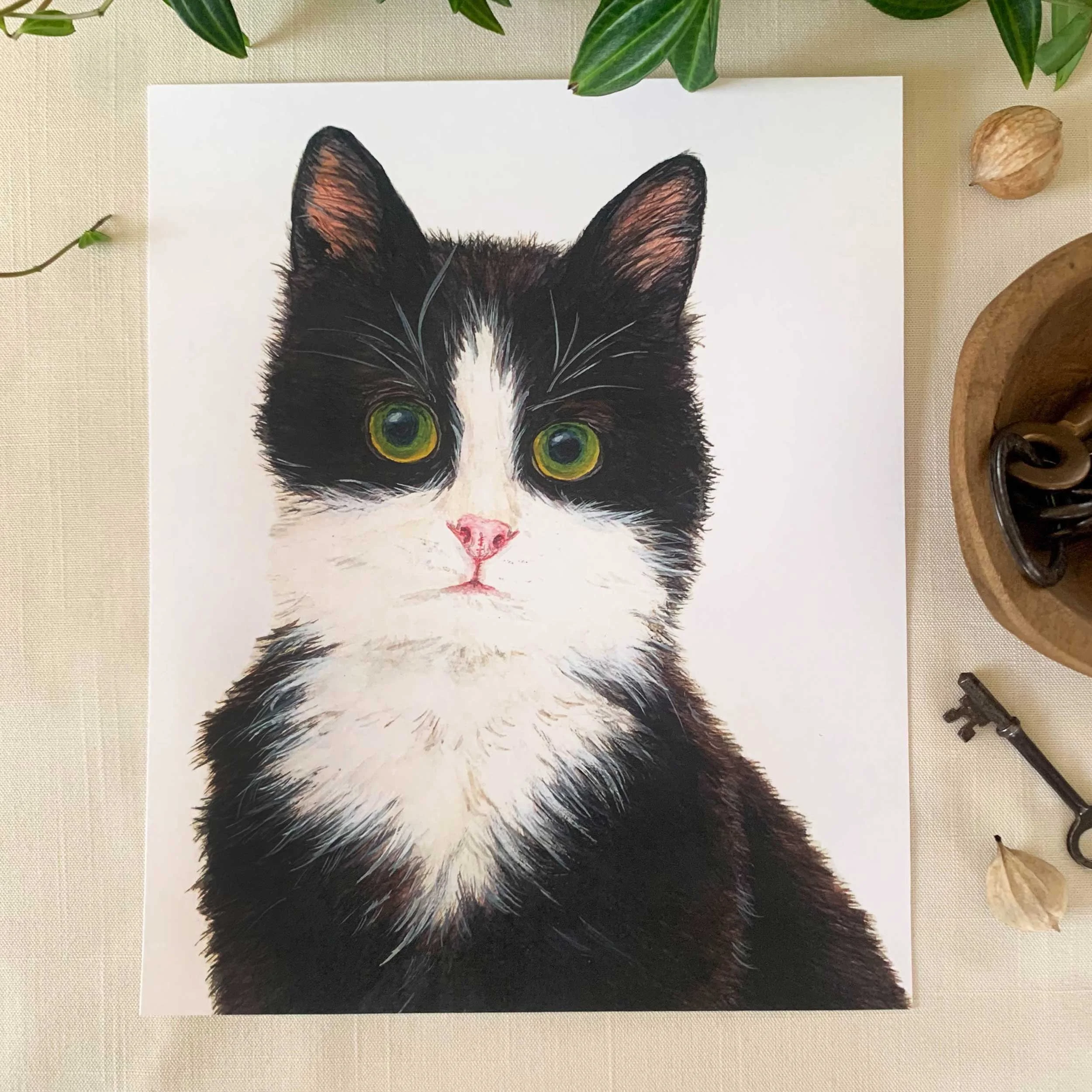 Black & White Cat Art Print