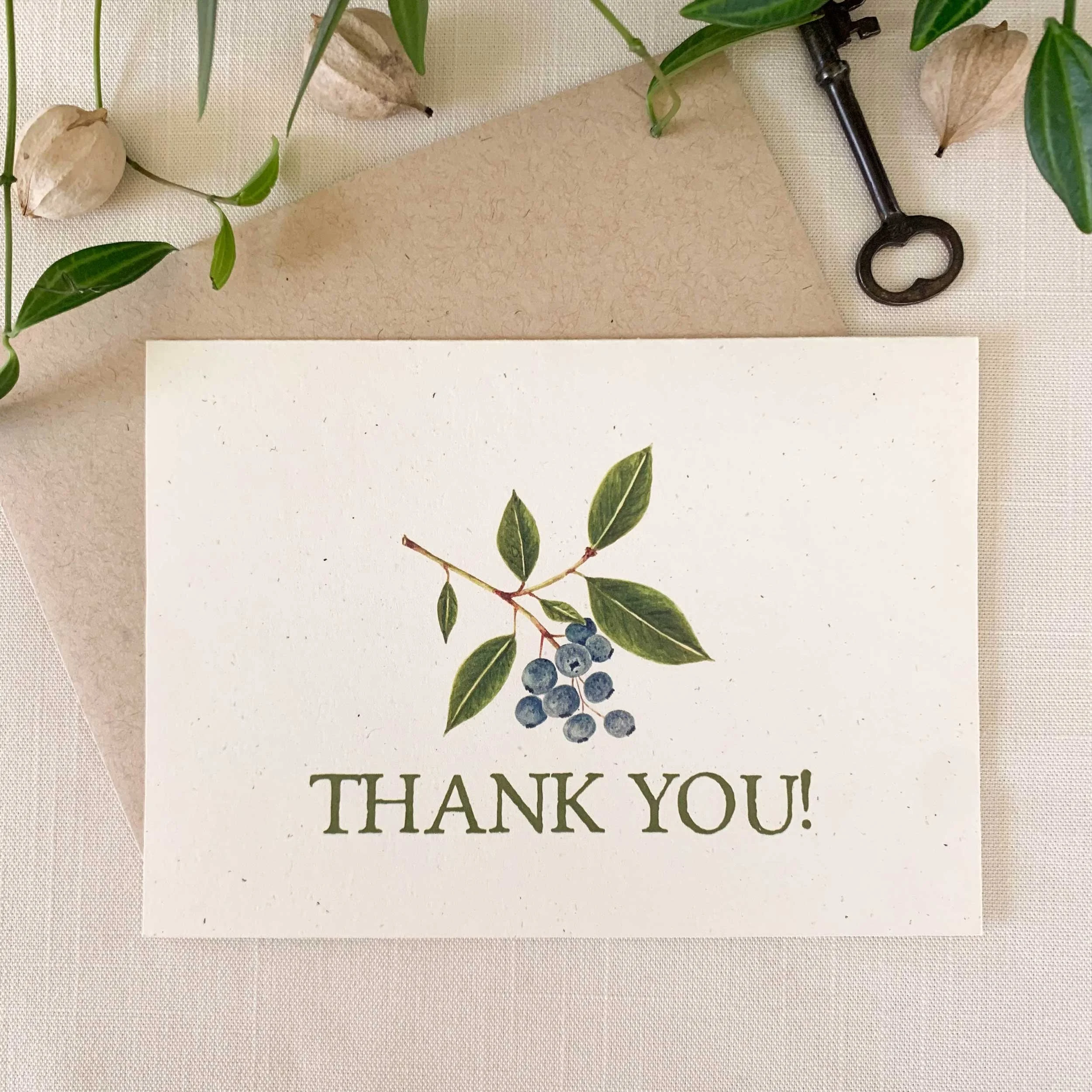 Blueberry Branch Folded Thank You Cards