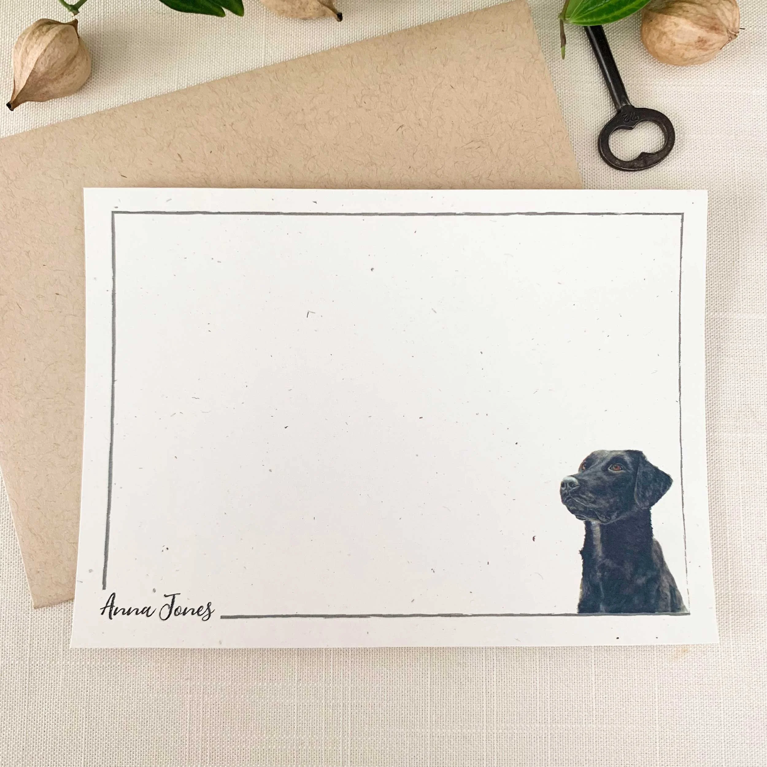 Black Labrador Retriever Personalized Notecard Set
