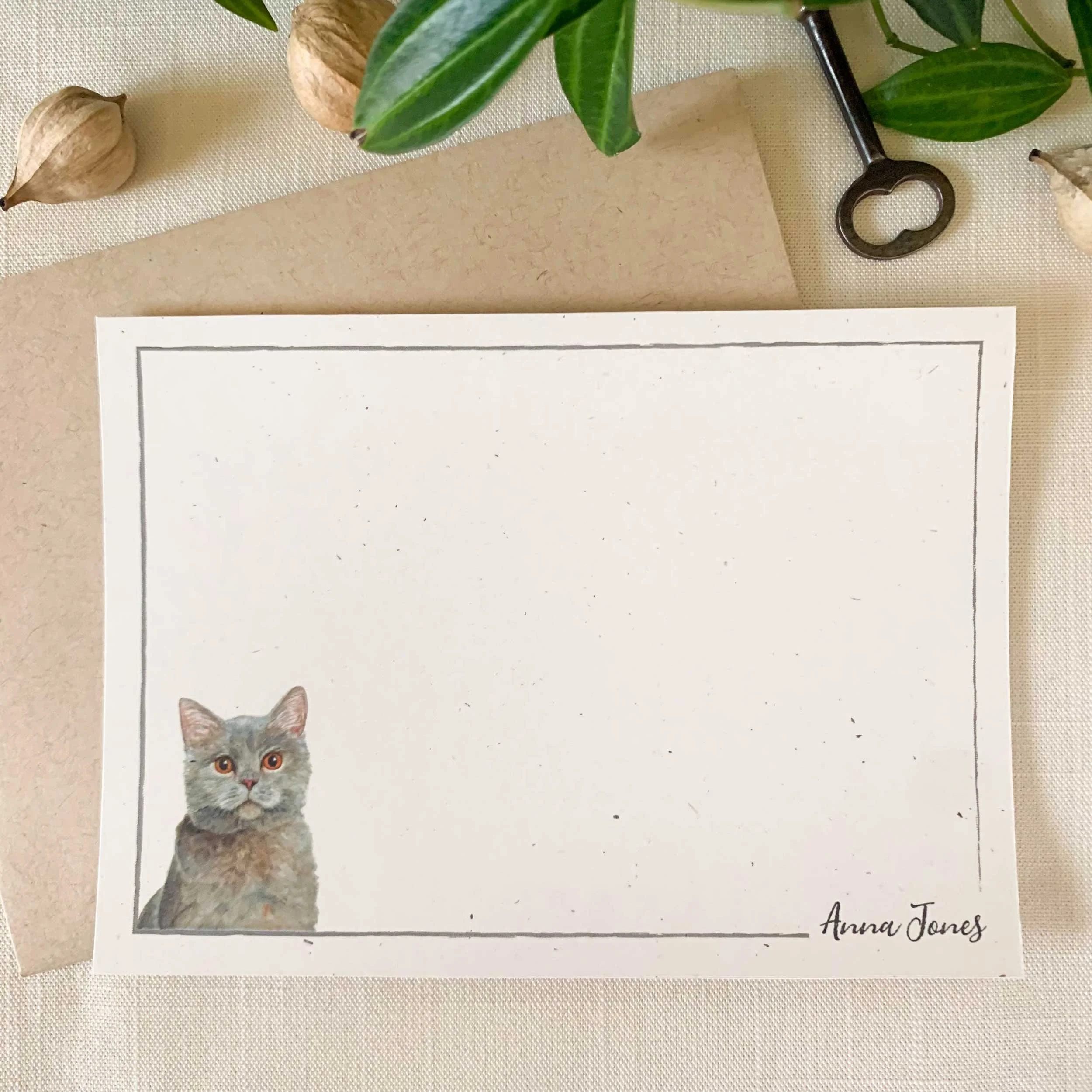 British Short Hair Cat Personalized Notecard Set