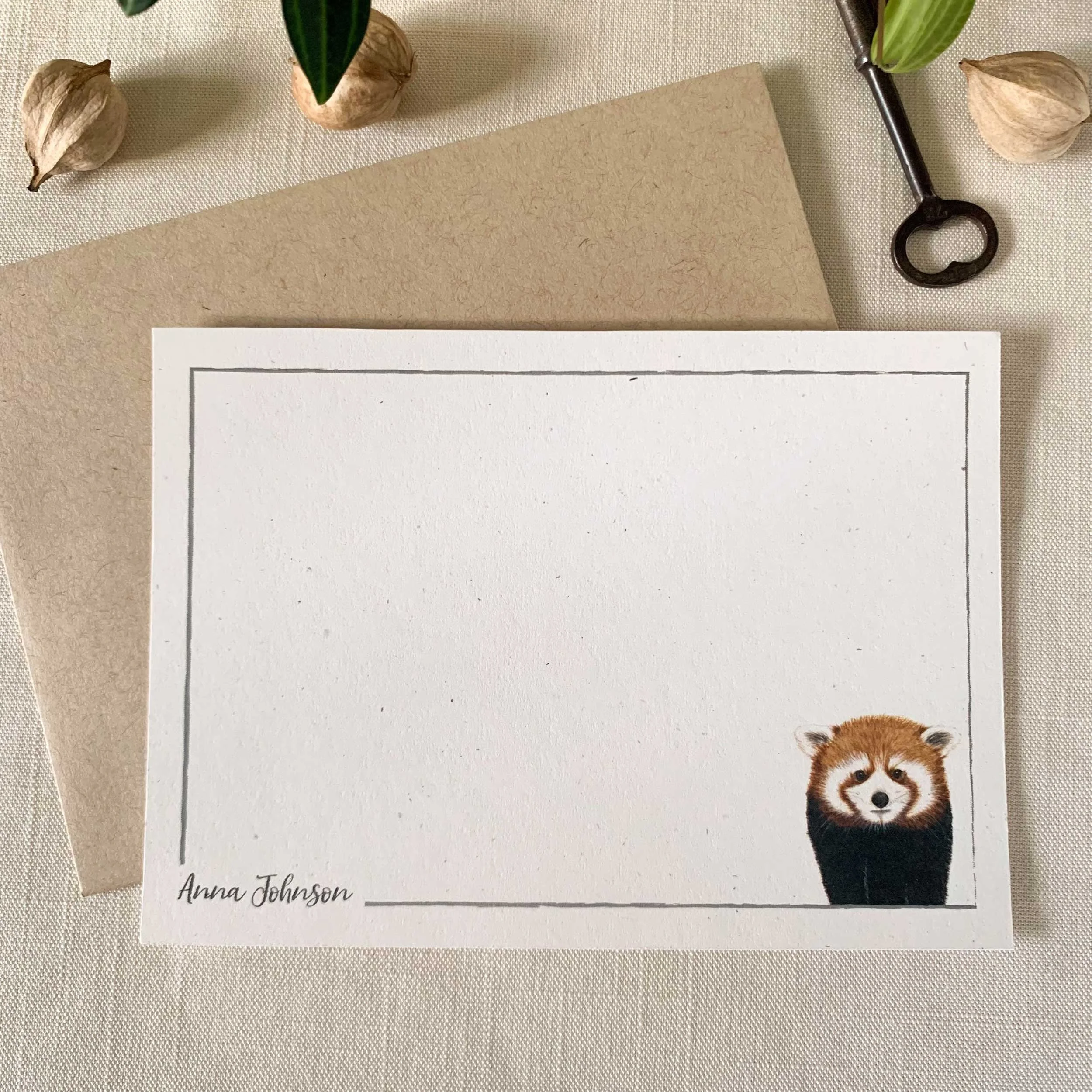 Baby Red Panda Personalized Notecard Set