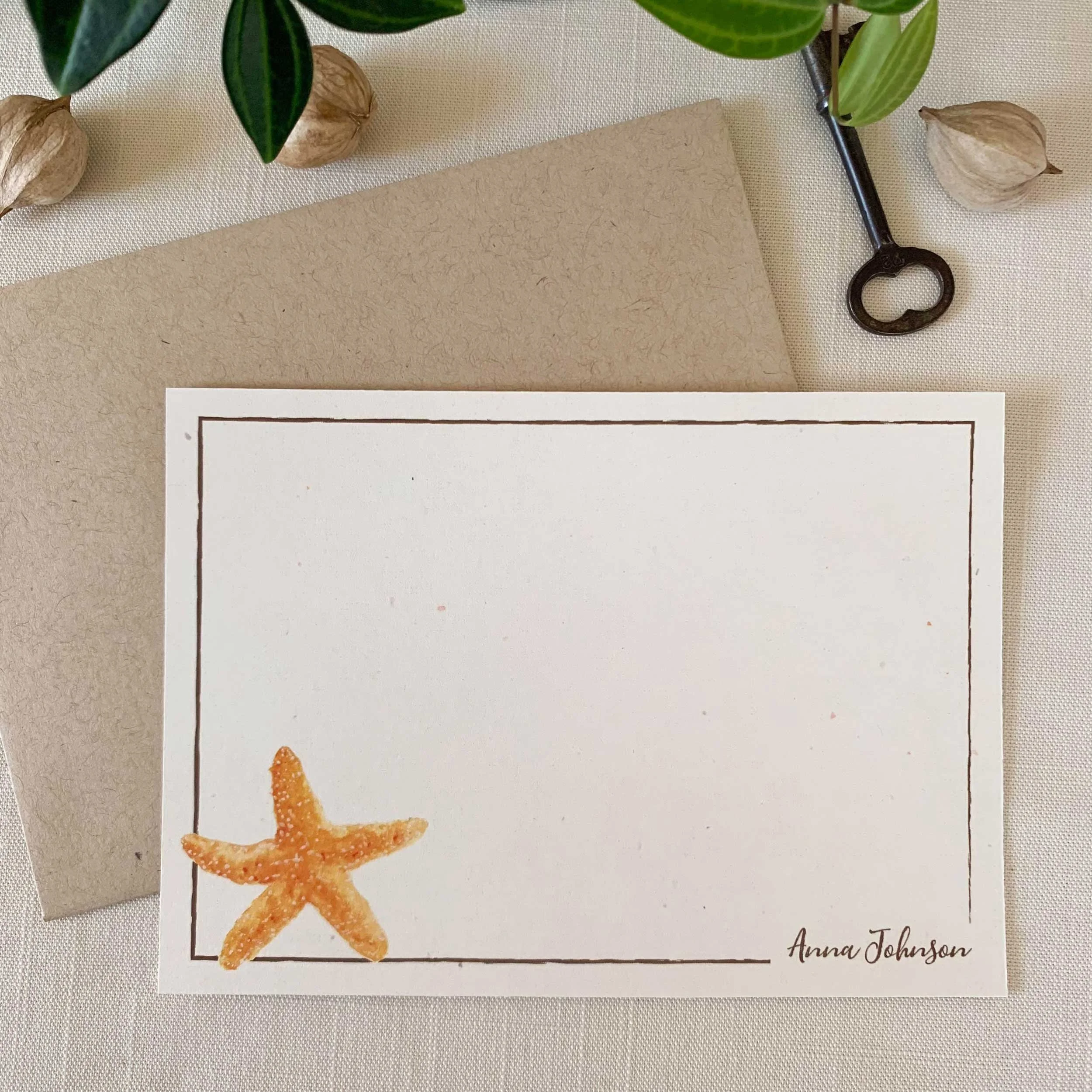 Starfish Personalized Notecard Set