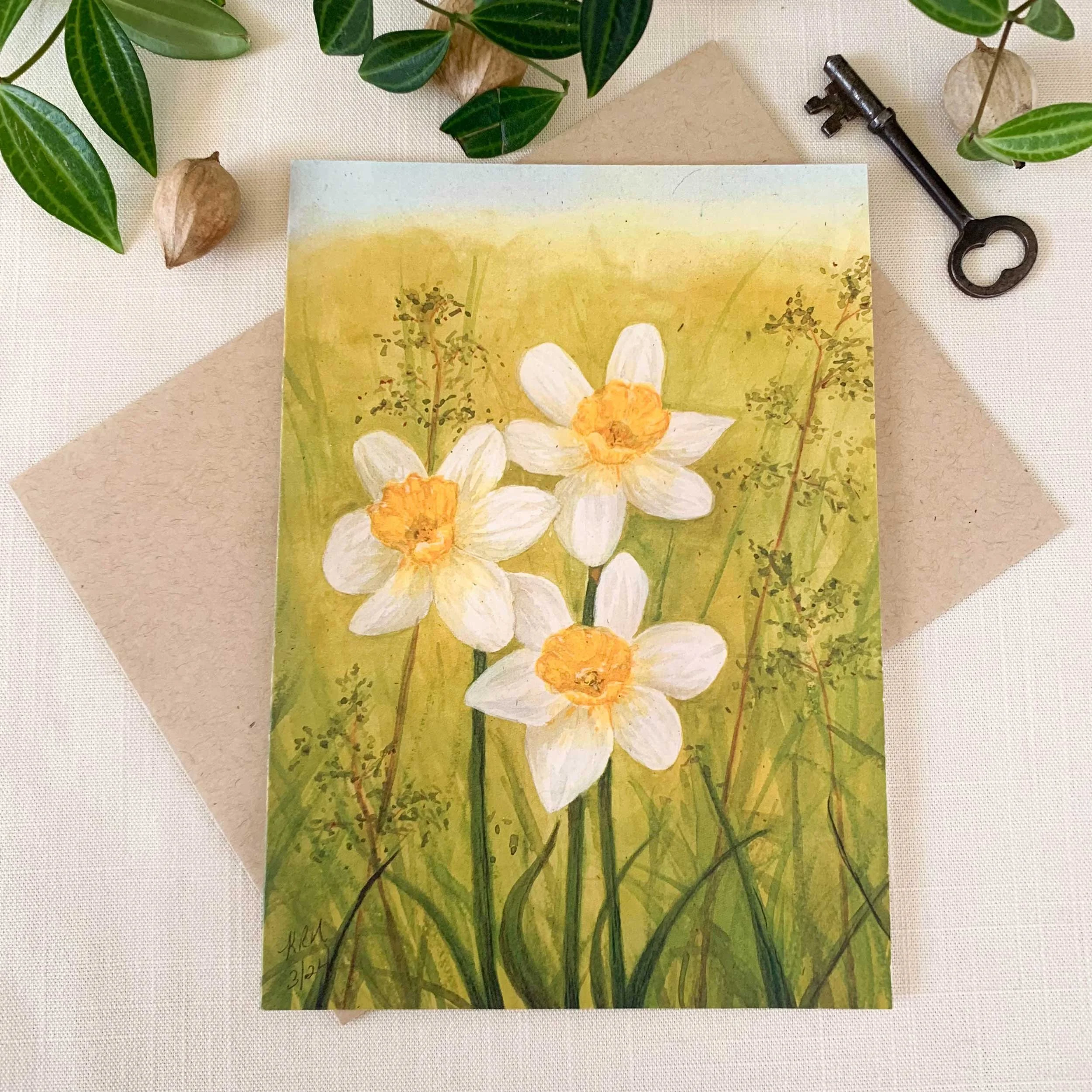 Daffodils In The Garden Frameable Greeting Card