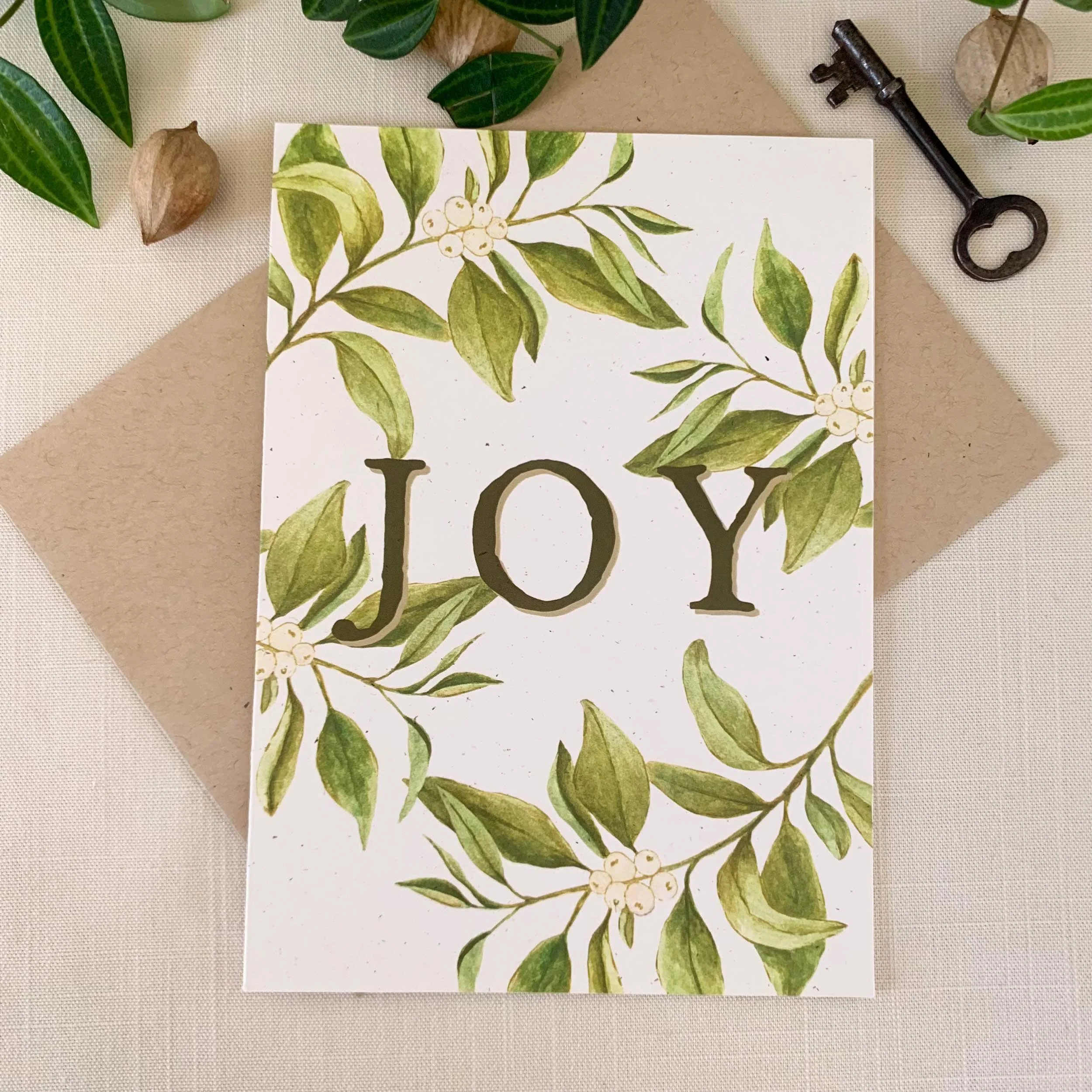 White Berries "Joy" Holiday Greeting Card