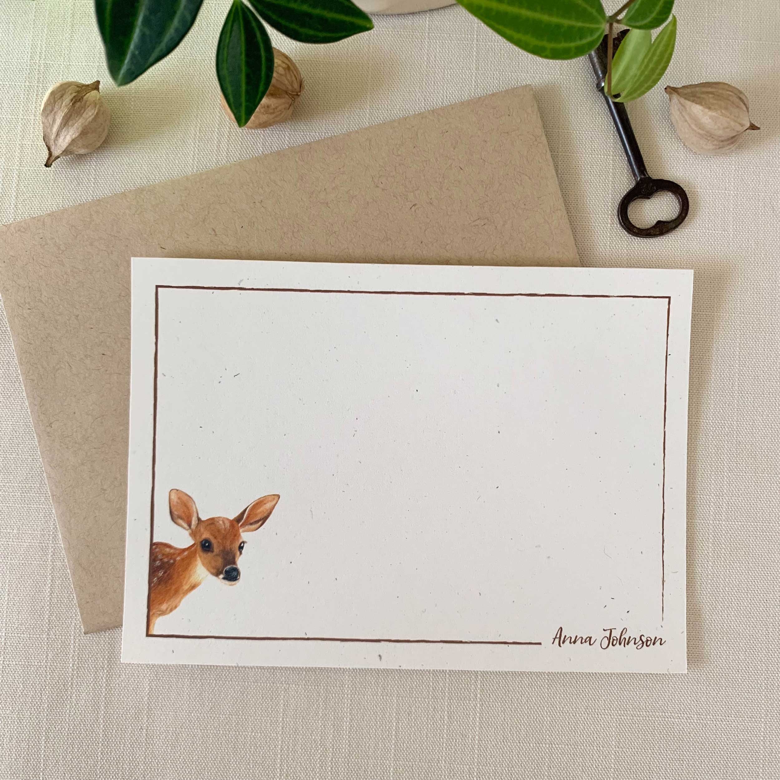 Baby Deer Personalized Notecard Set