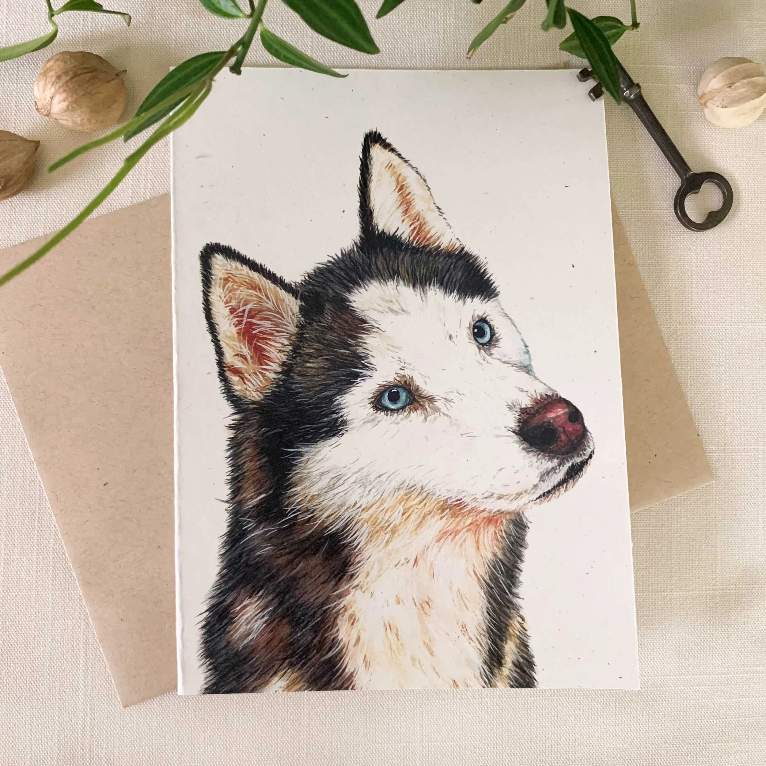 Blue Eye Husky Frameable Greeting Card