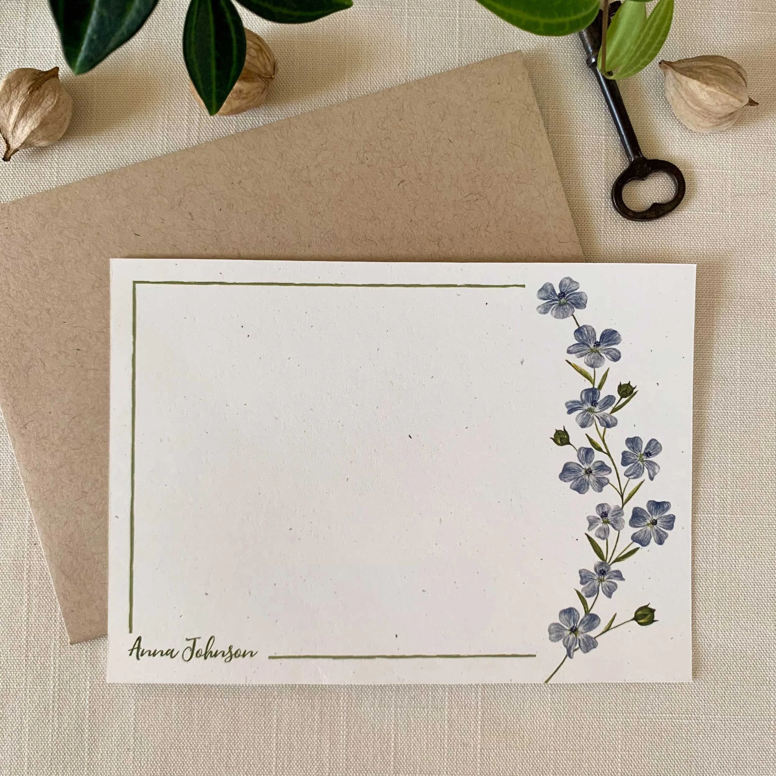 Flax Seed Personalized Notecard Set