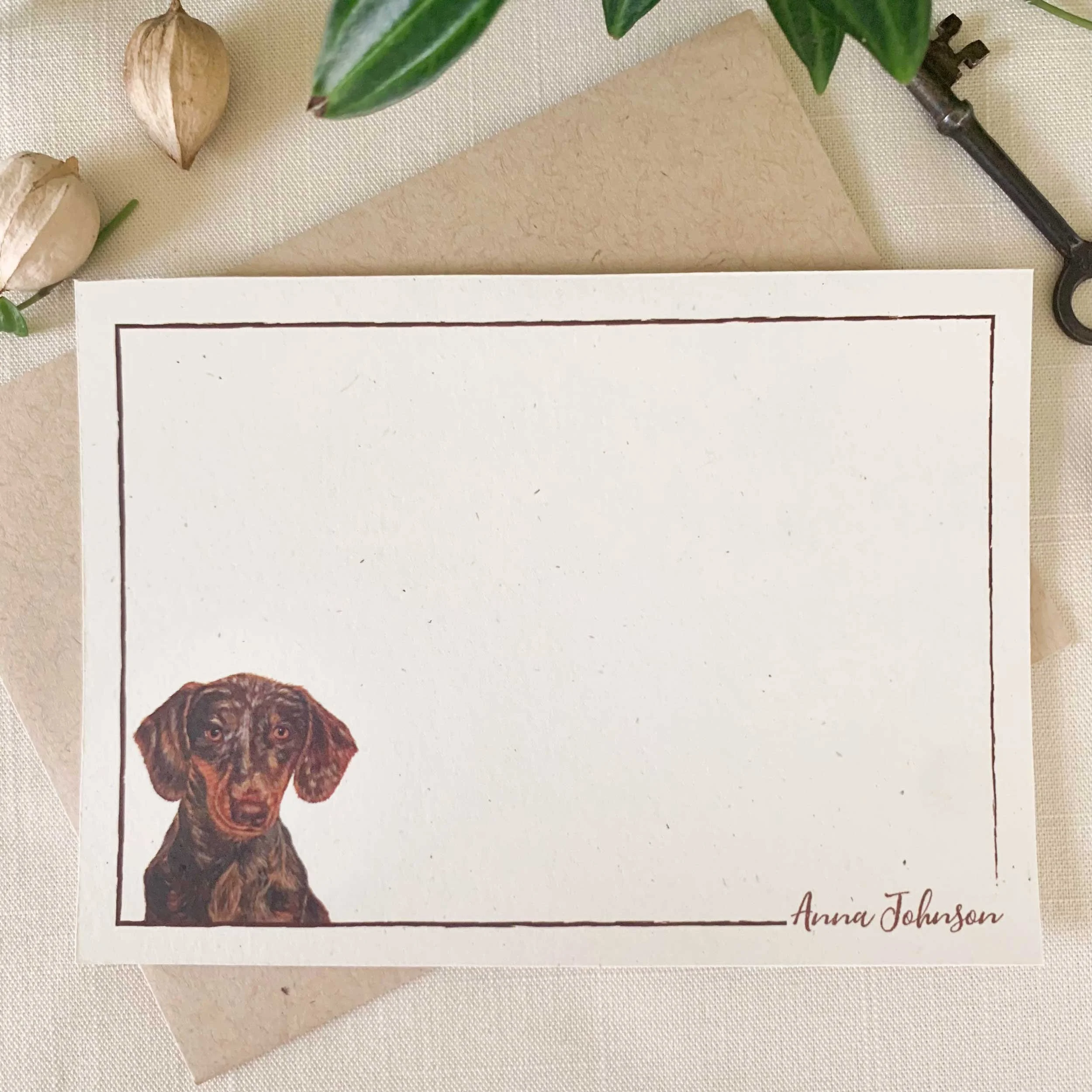 Dachshund Personalized Notecard Set
