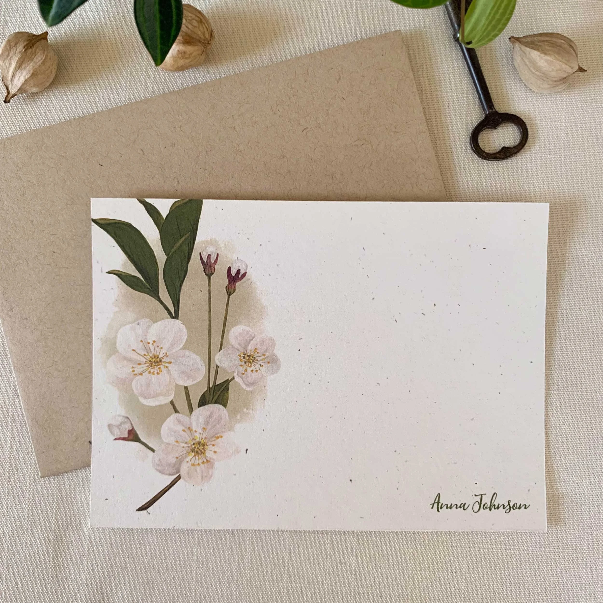 Cherry Blossoms Personalized Notecard Set