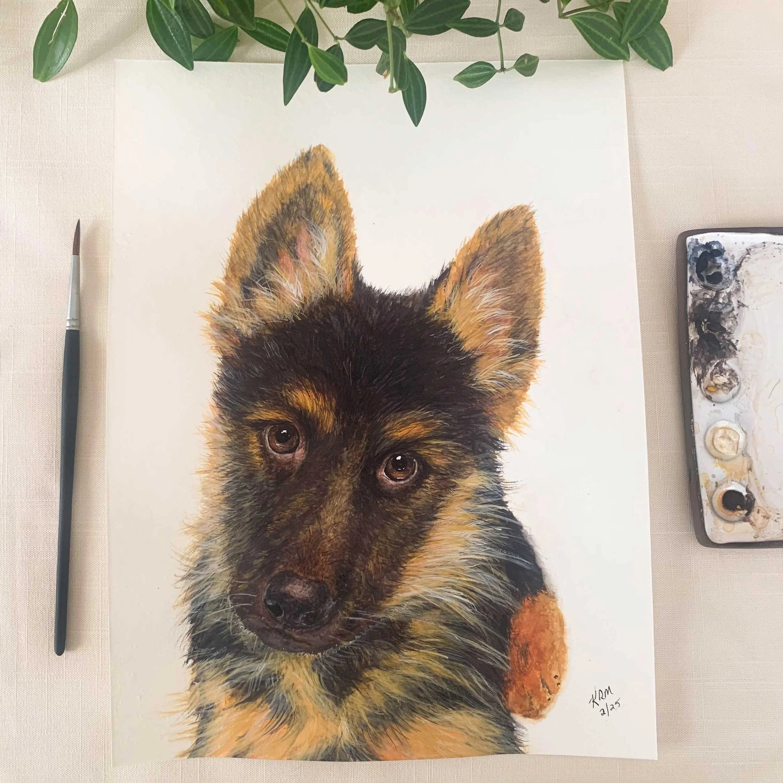 German Shepherd Puppy Original Painting