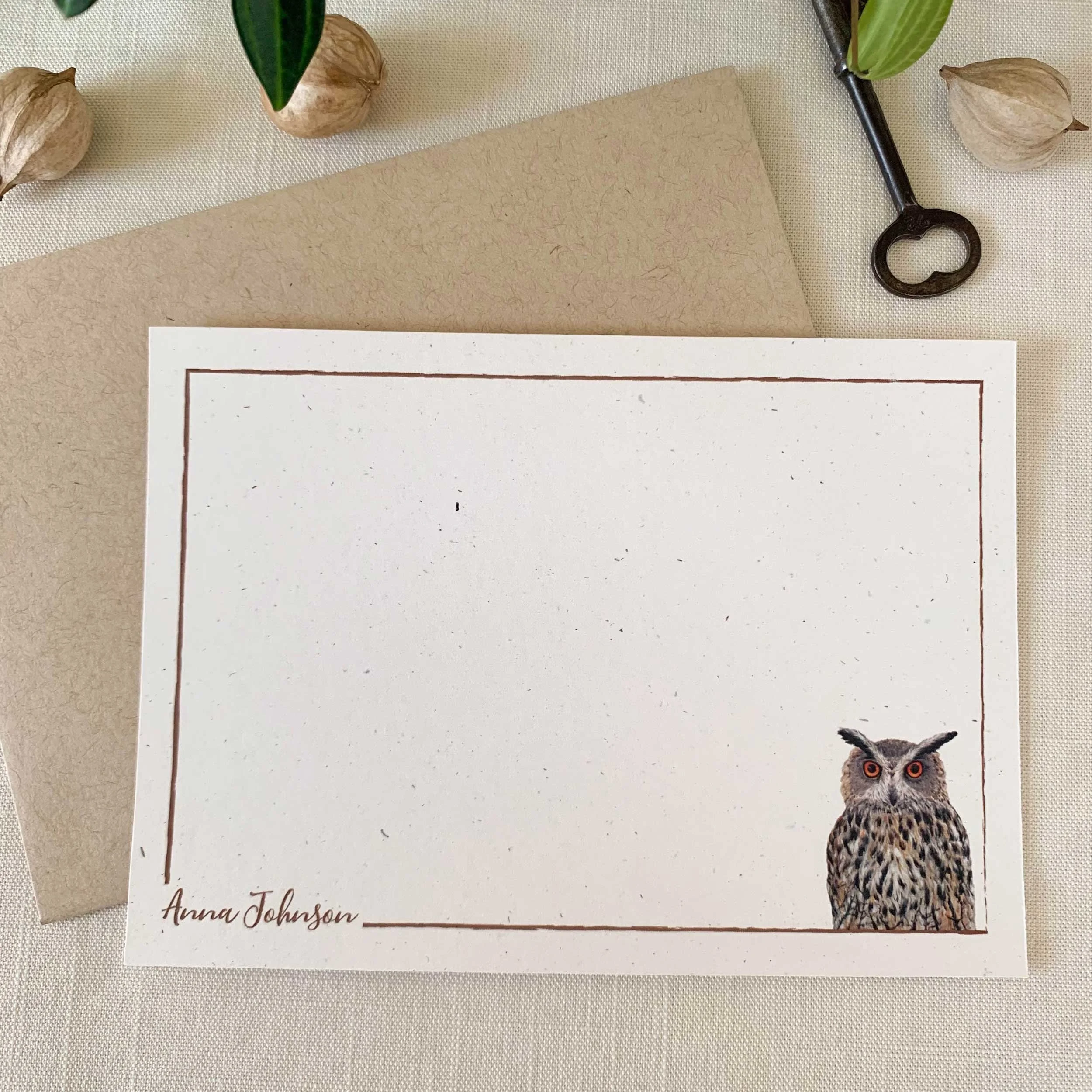 Eagle Owl Personalized Notecard Set