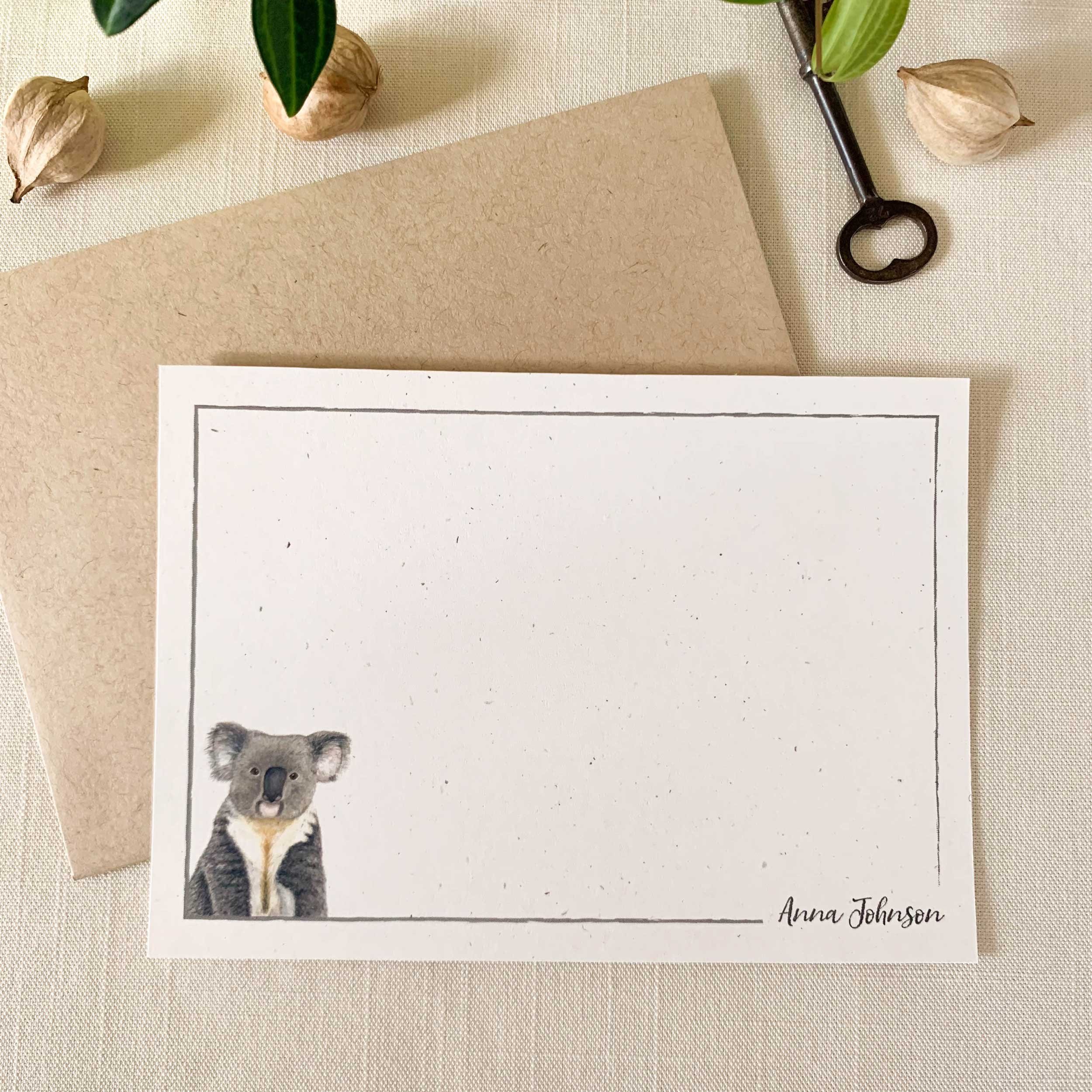 Baby Koala Personalized Notecard Set