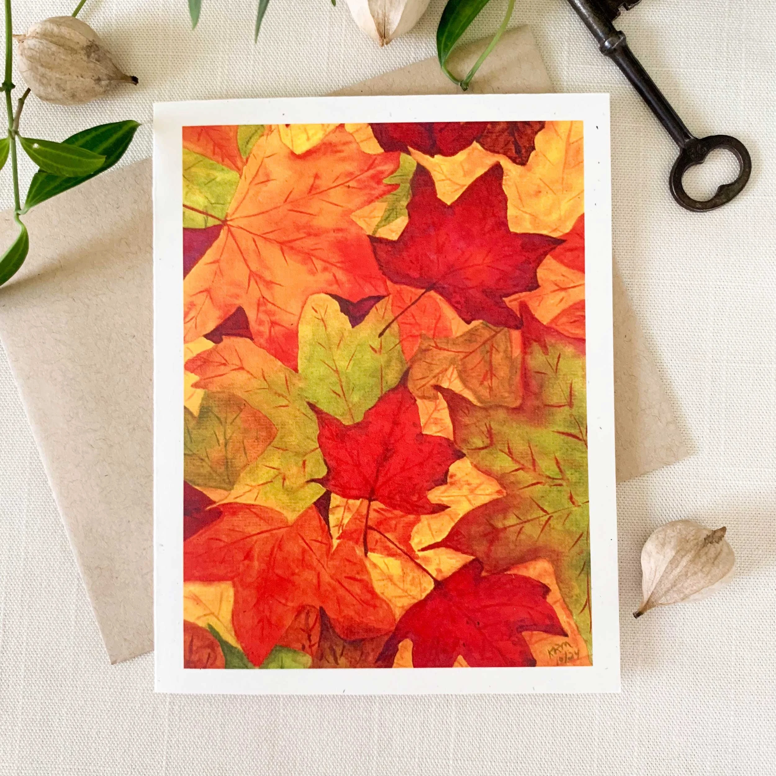 Pile Of Autumn Leaves Folded Notecard Set