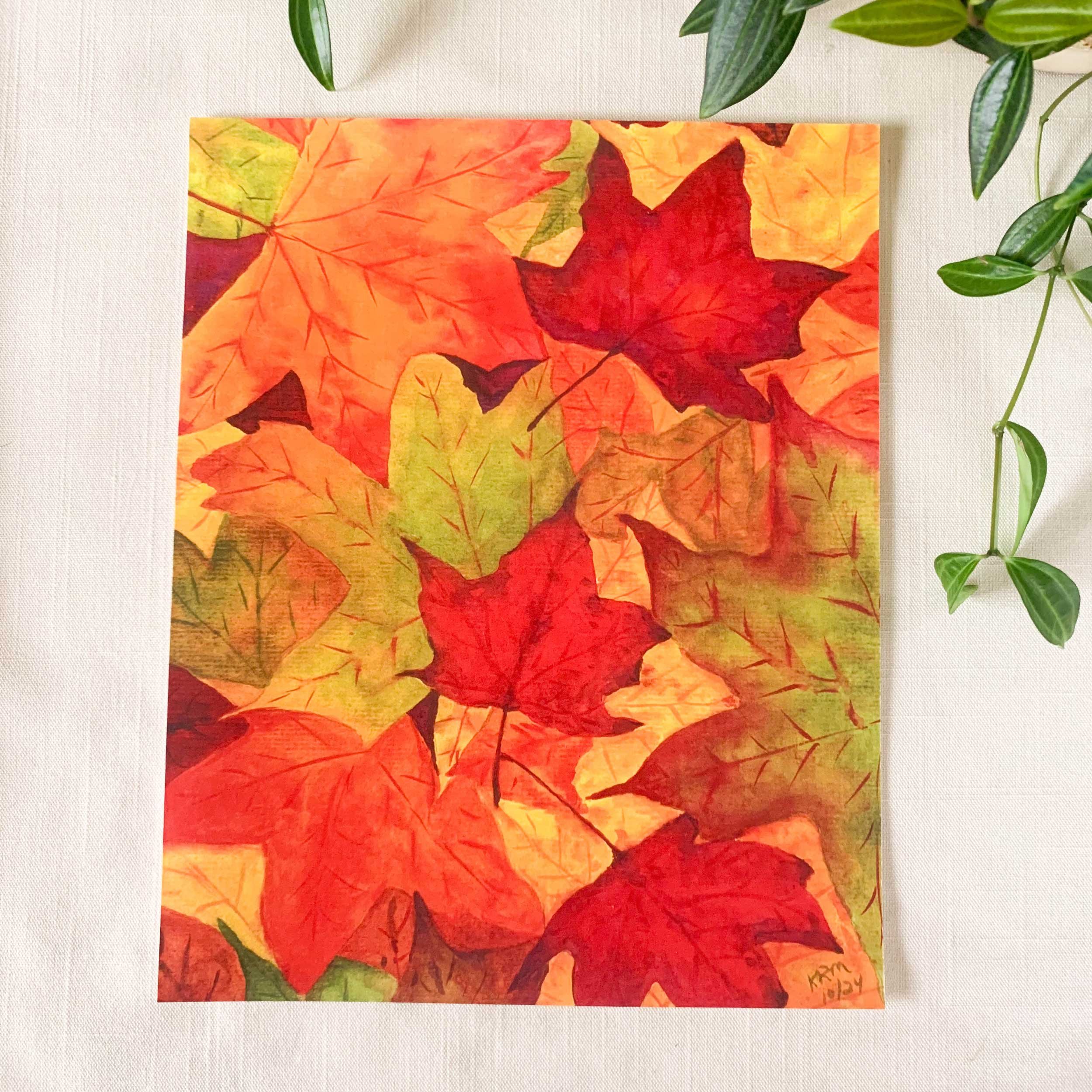 Pile Of Autumn Leaves Watercolor Art Print