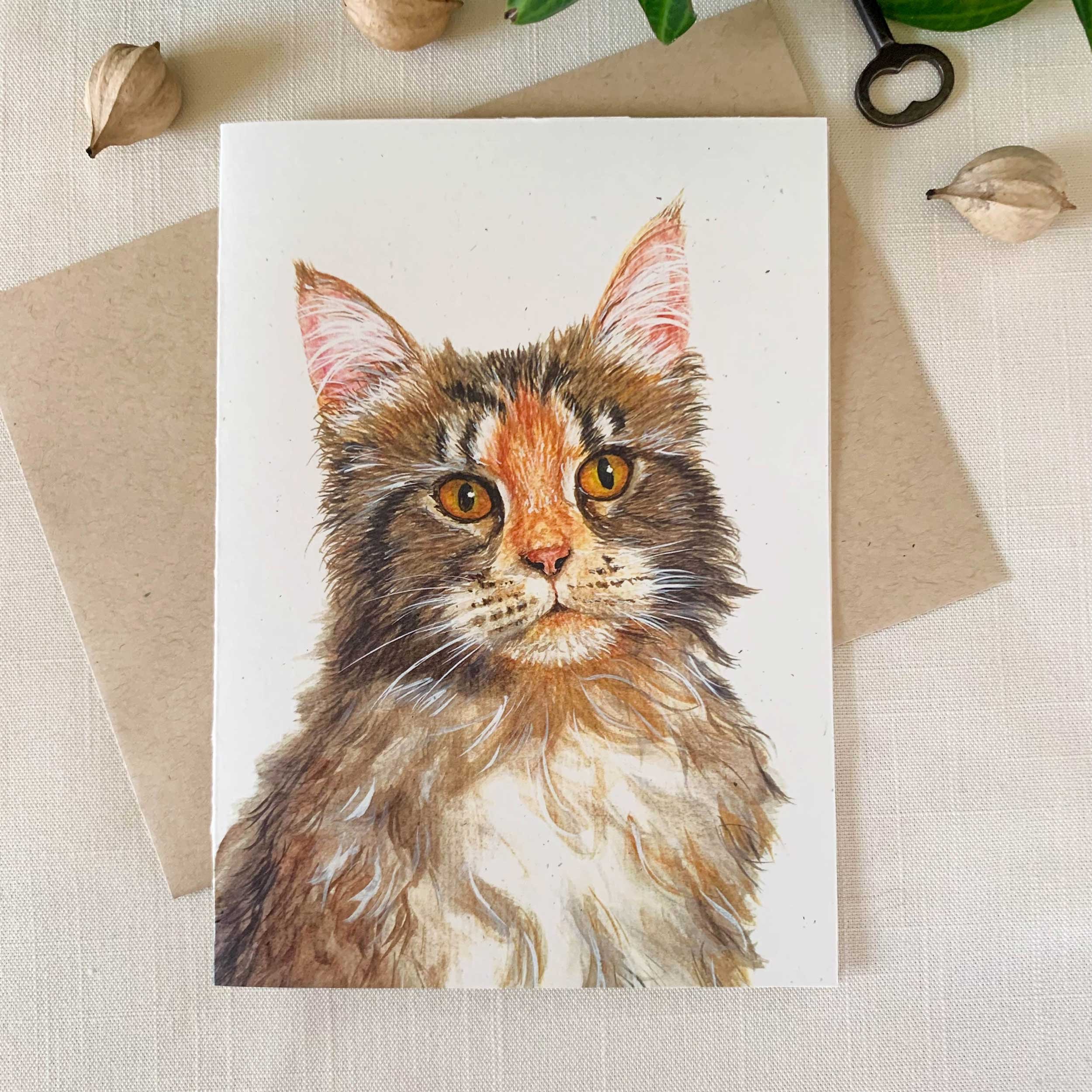Maine Coon Cat Frameable Greeting Card