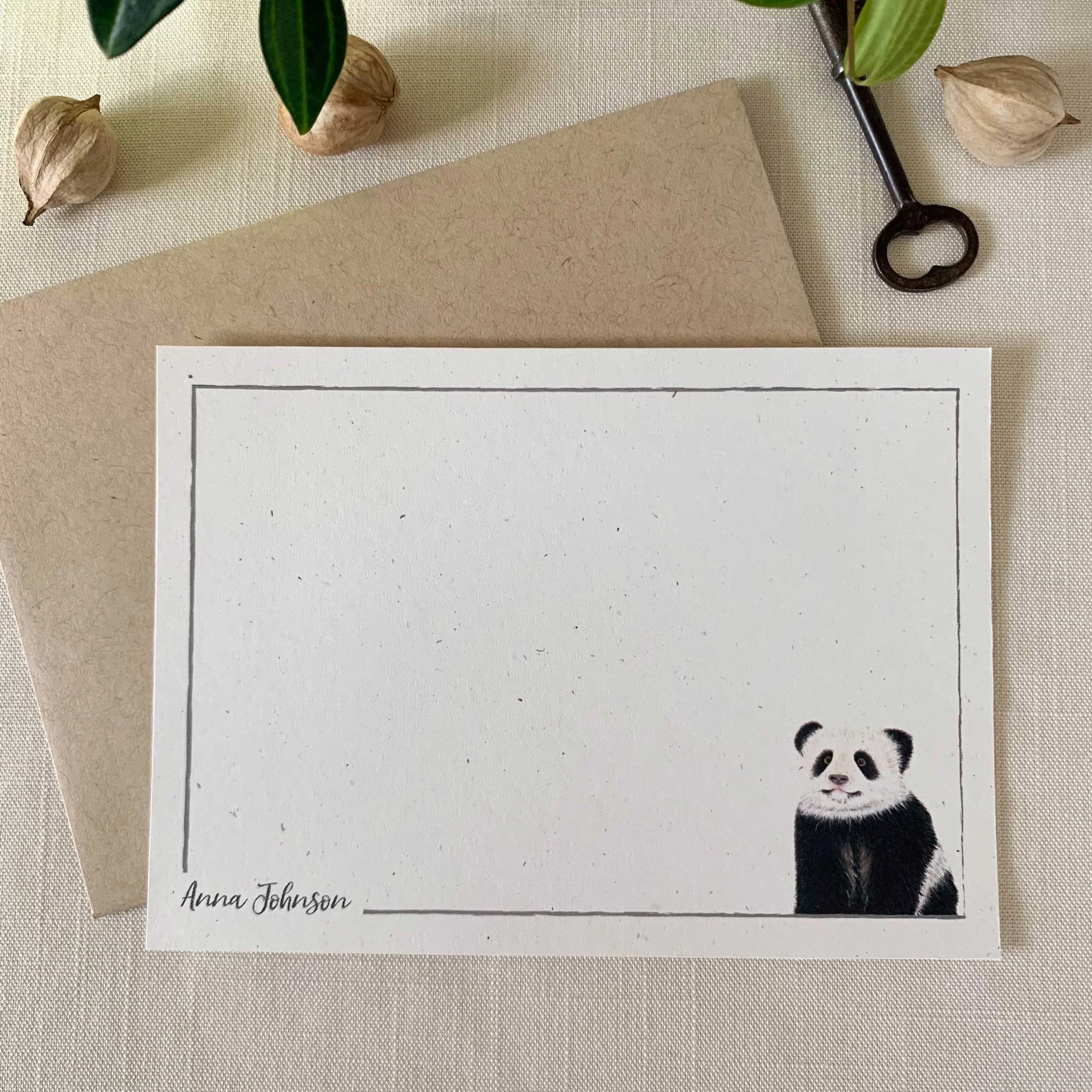 Baby Panda Personalized Notecard Set