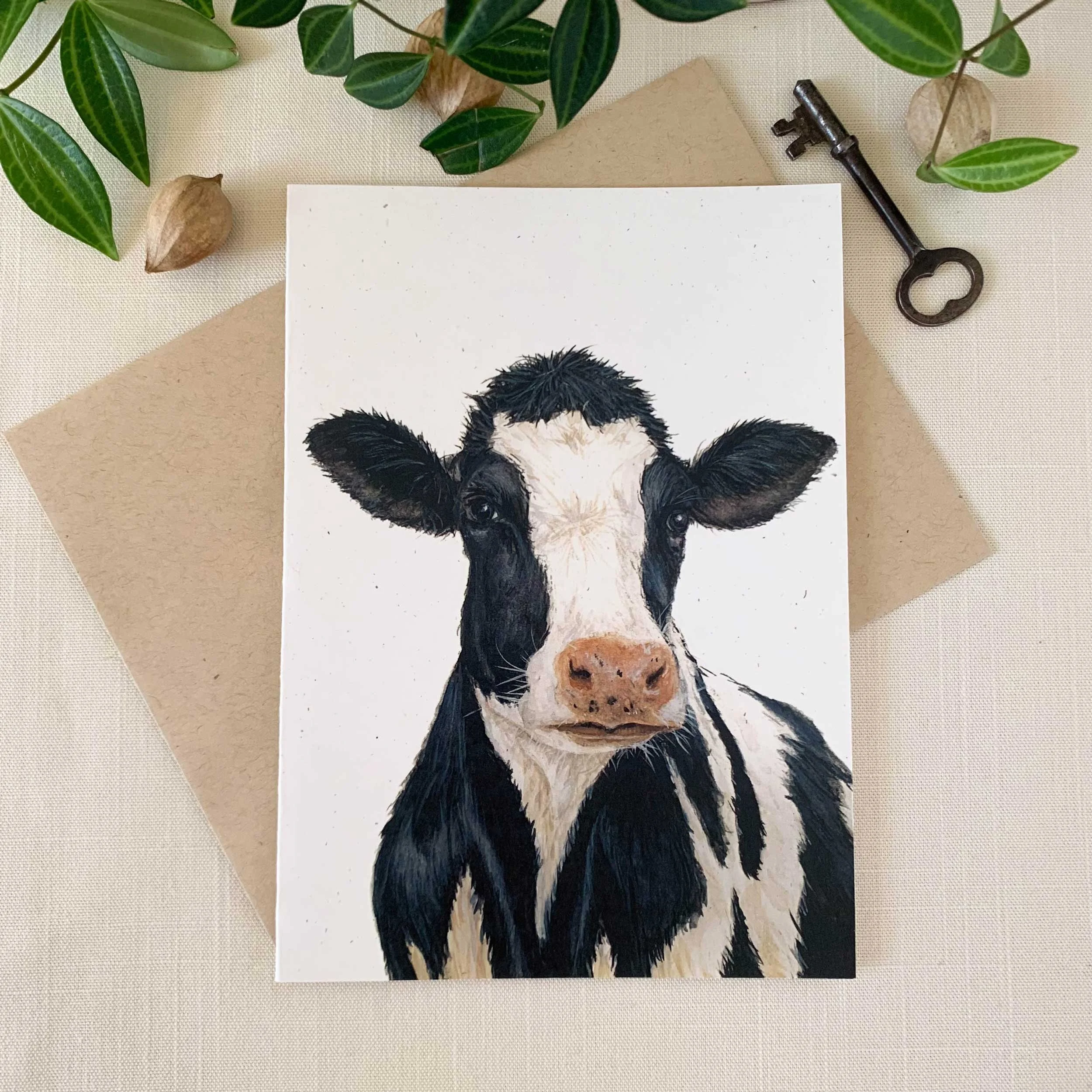 Black & White Cow Frameable Greeting Card