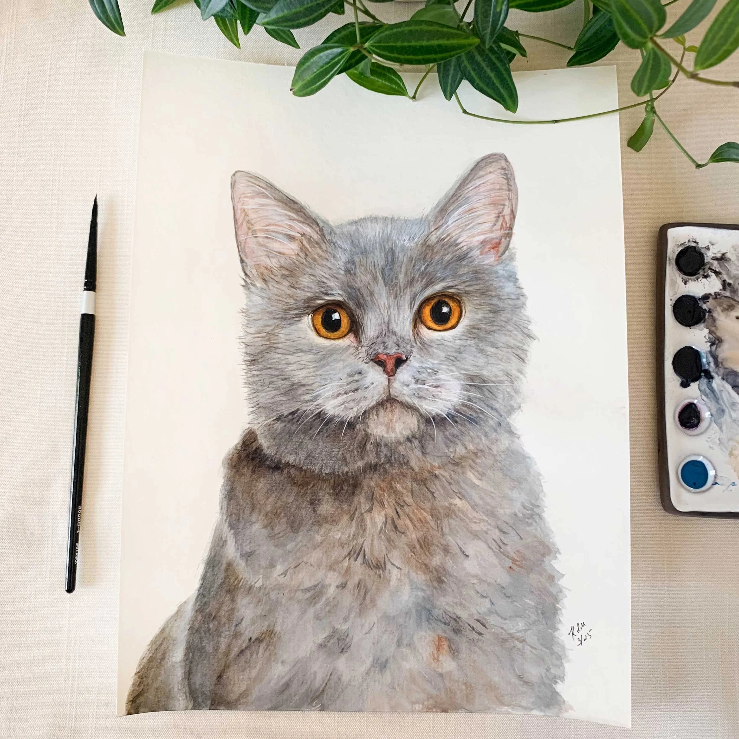 British Short Hair Cat Original Painting