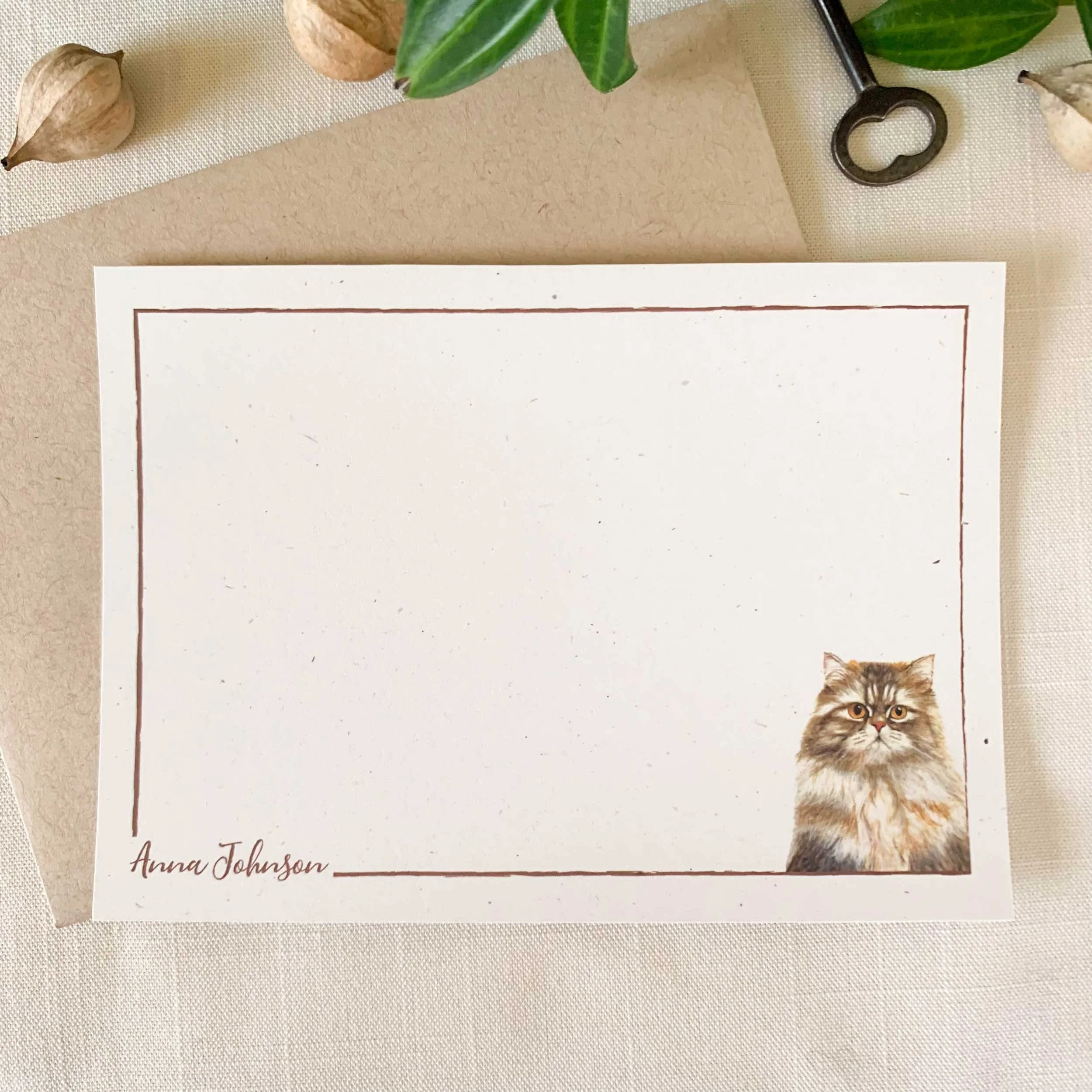 Persian Cat Personalized Notecard Set