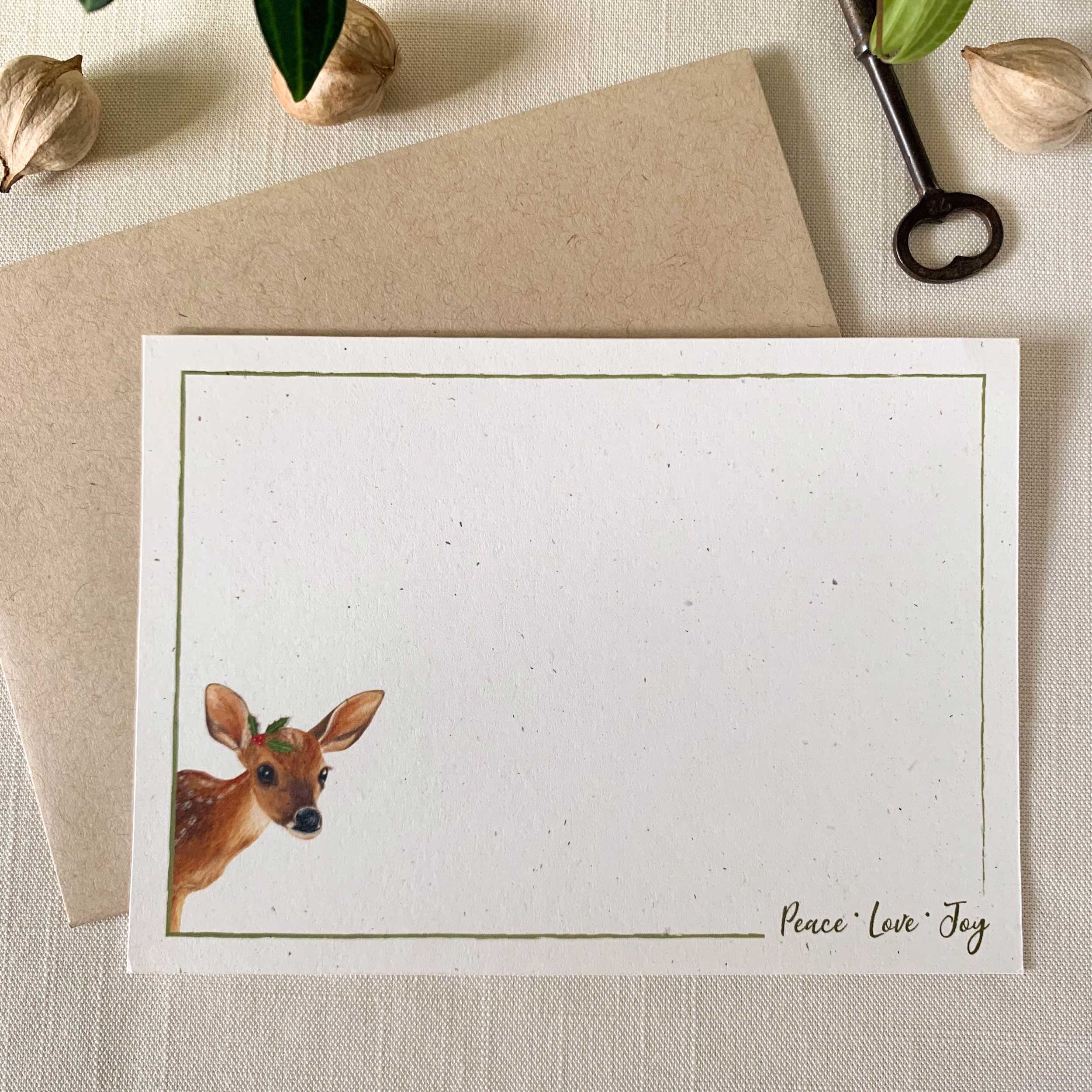 Baby Fawn With Holly Christmas Notecard Set
