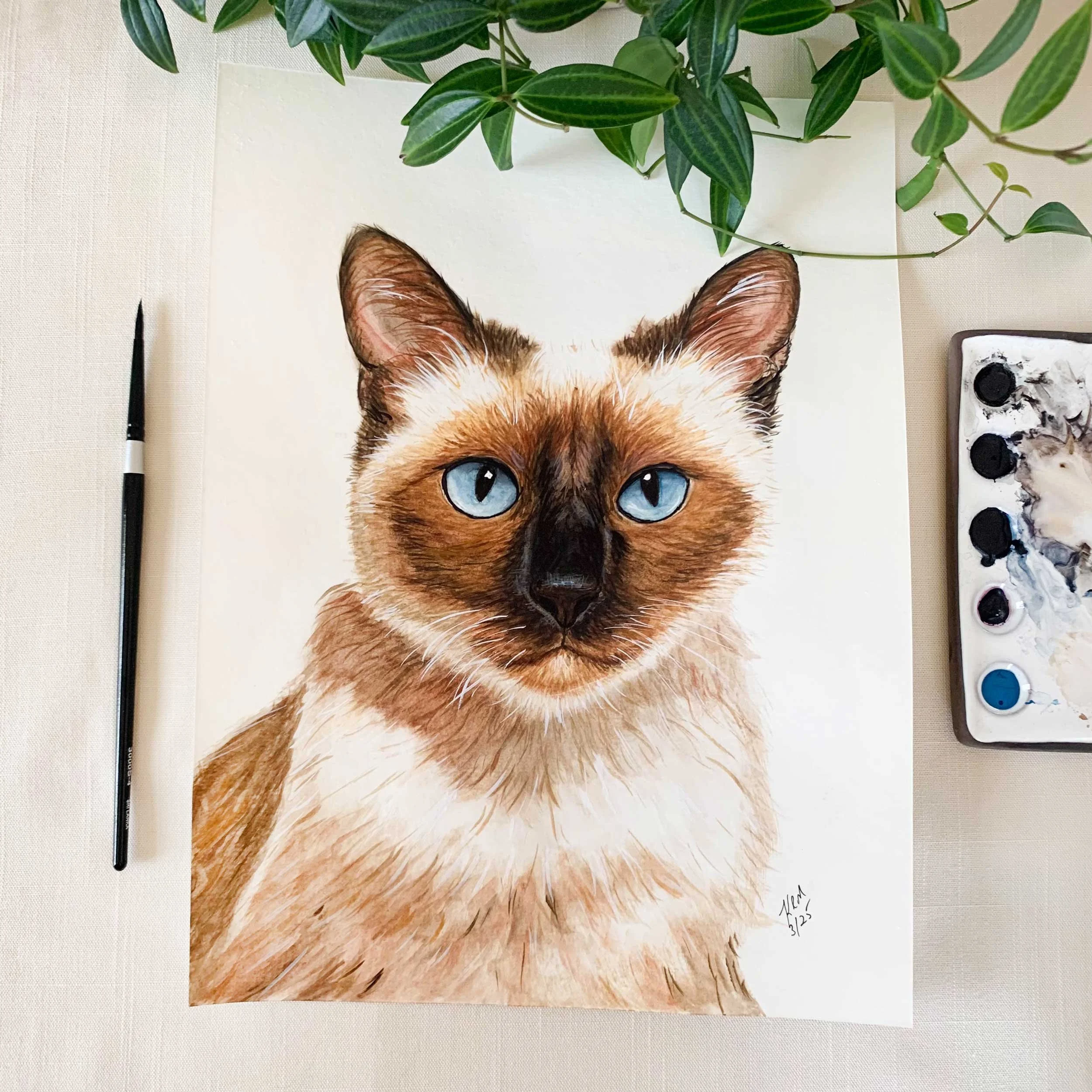 Siamese Cat Original Painting