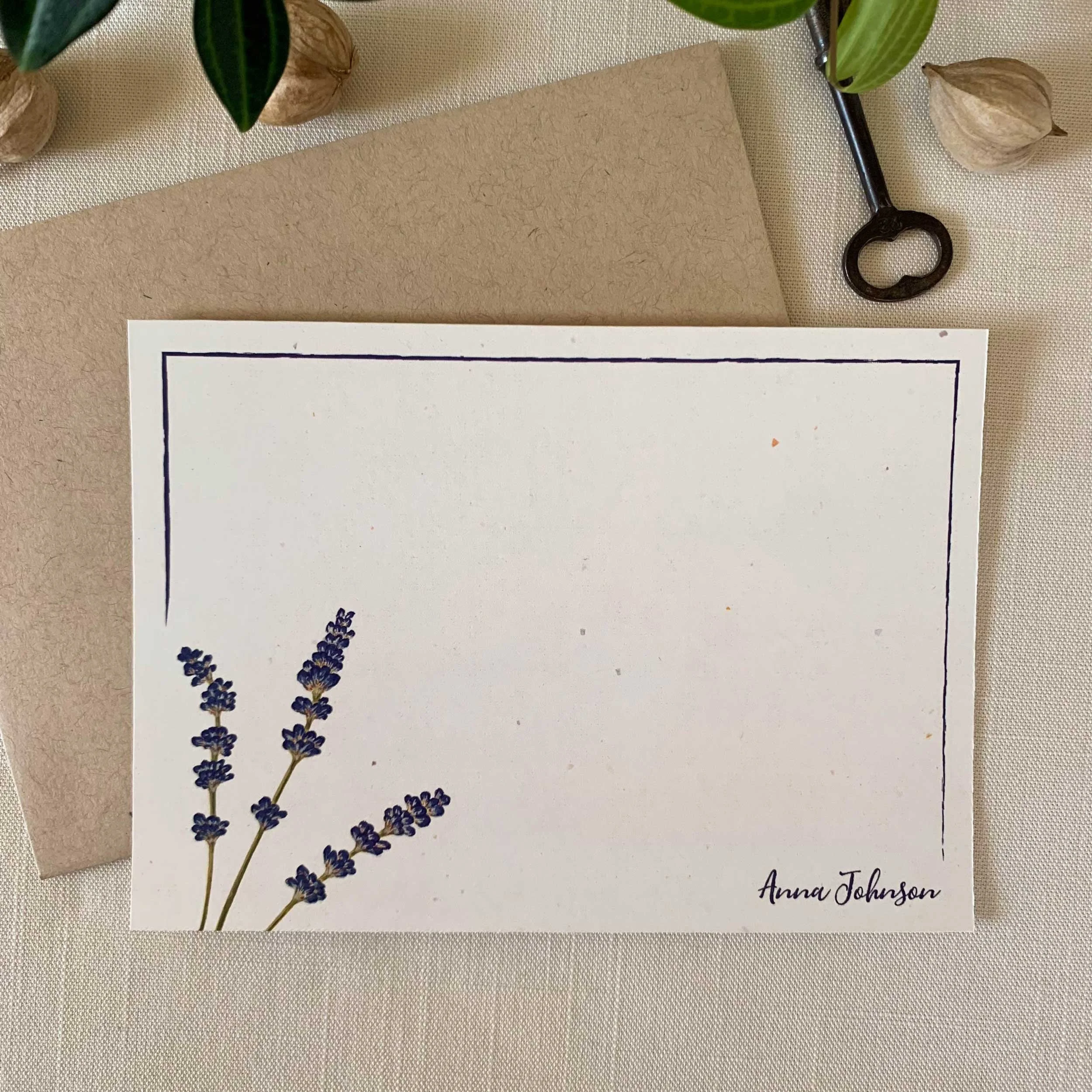 Lavender Personalized Notecard Set