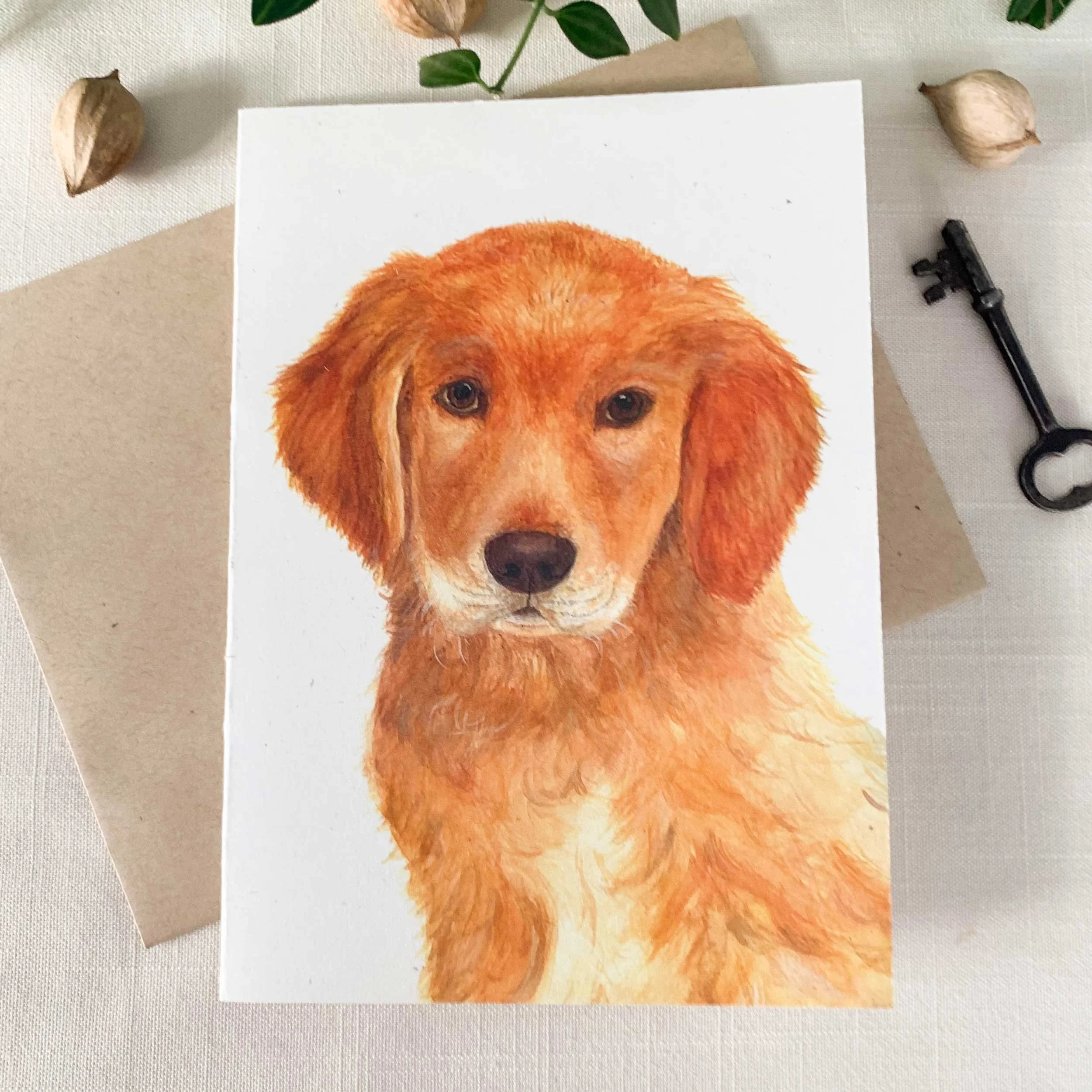 Golden Retriever Puppy Frameable Greeting Card