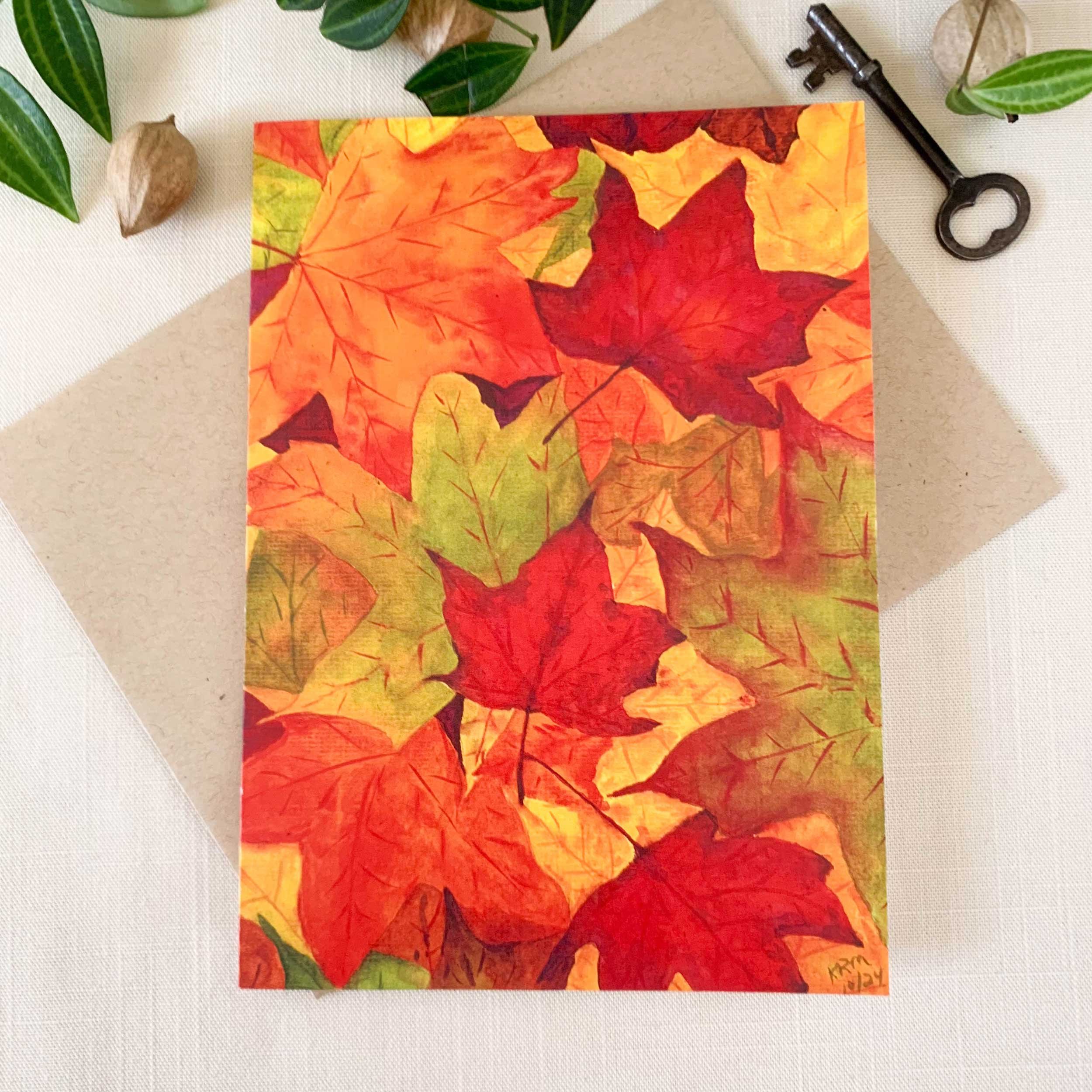 Pile Of Autumn Leaves Frameable Greeting Card