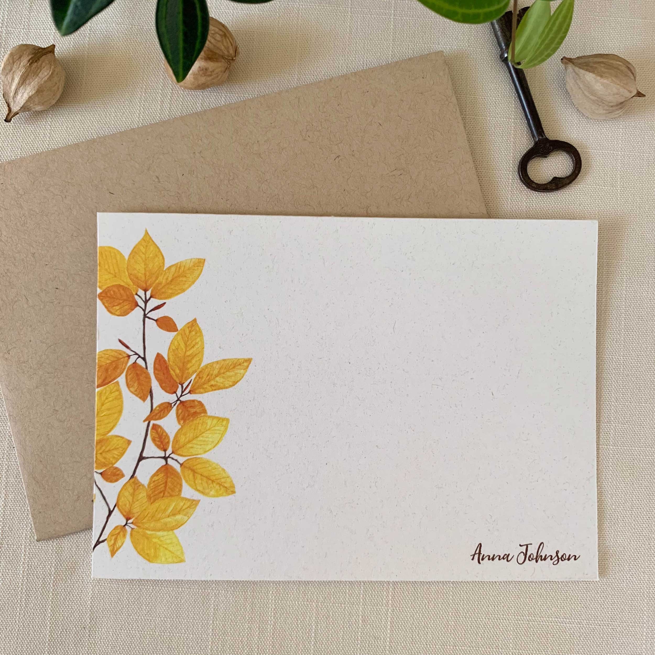 Hazel Branch Personalized Notecard Set