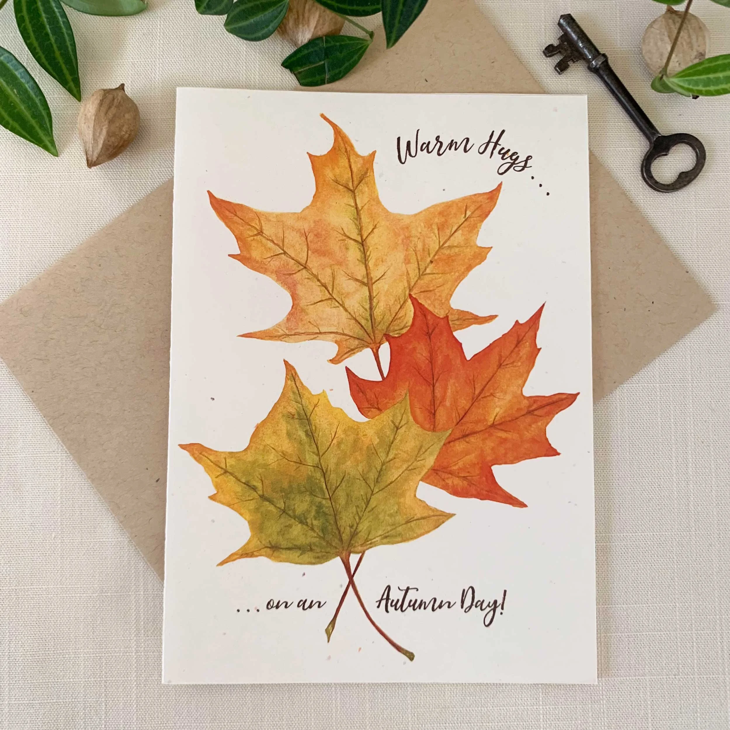 Autumn Leaves "Warm Hugs" Greeting Card
