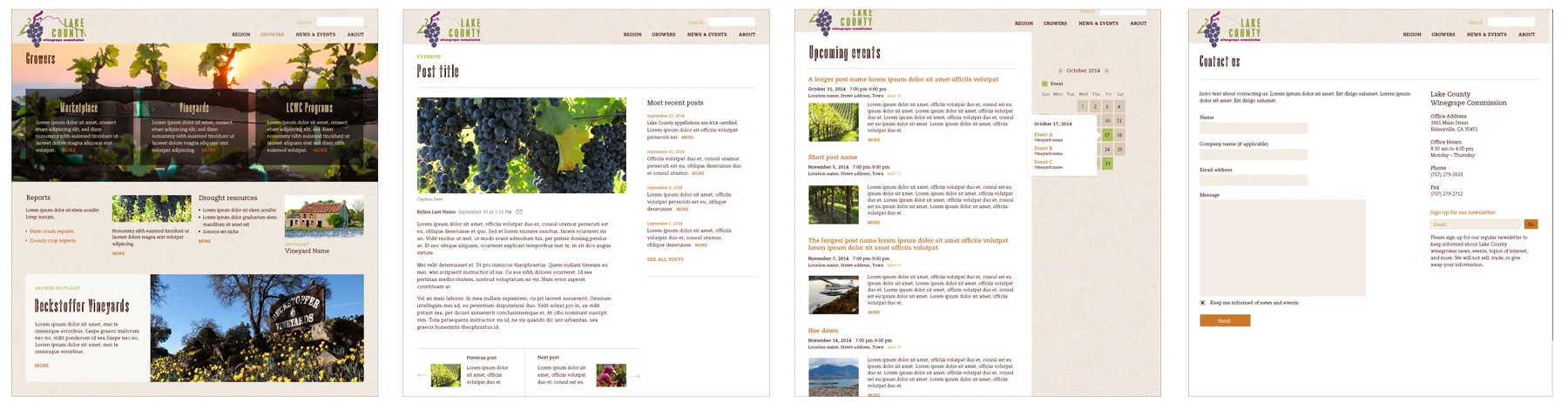 A selection of web pages with visual design applied