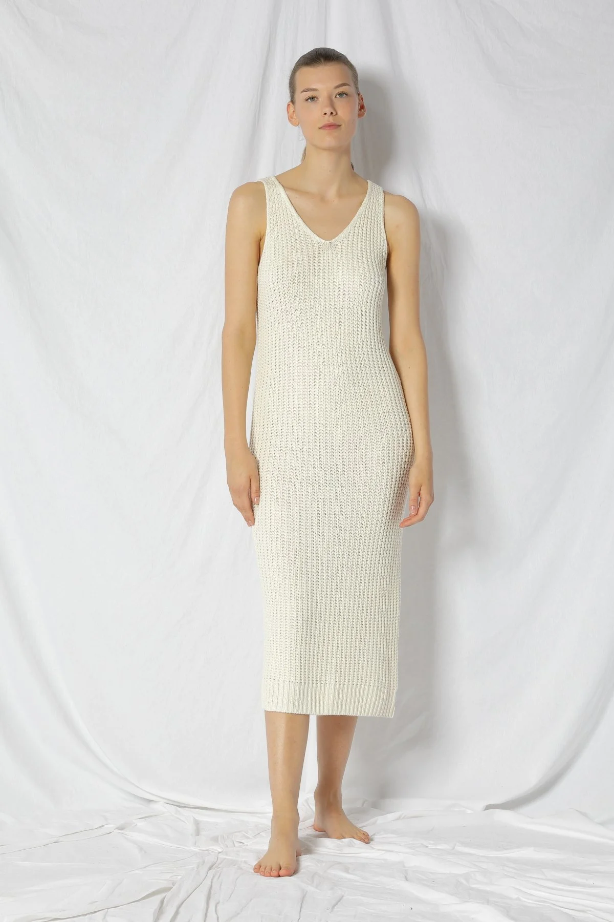 tussah silk dress Women's Chuong Sheath Asymmetric Tussah Silk Dress XS/S/M/L/XL/Customize  Cream