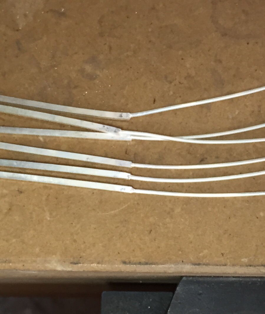 three pairs of posts/wires soldered