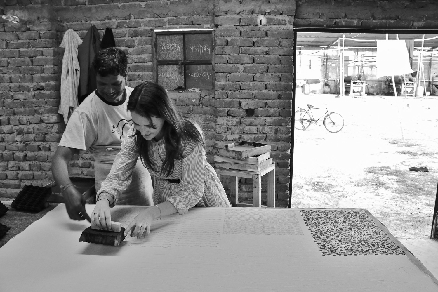 Trying my hand at block printing at Mehera Shaw in Jaipur