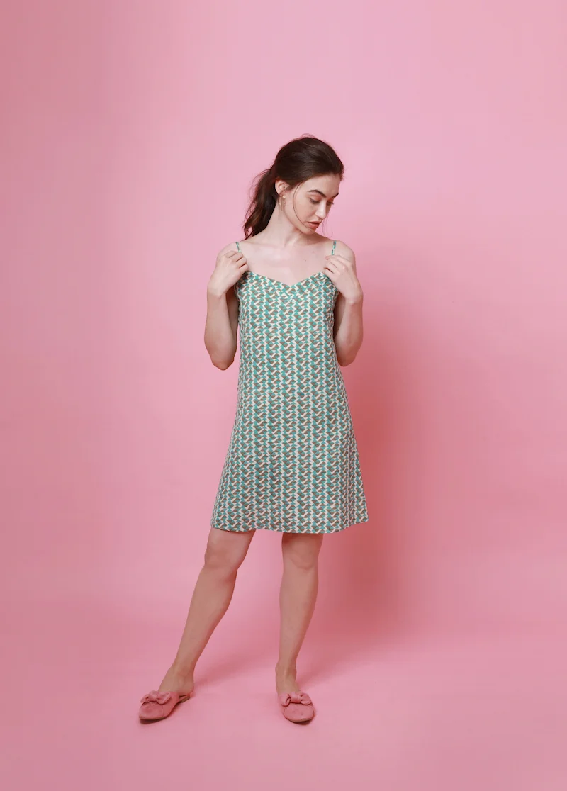 Teal Handprinted mulberry silk slip.jpg