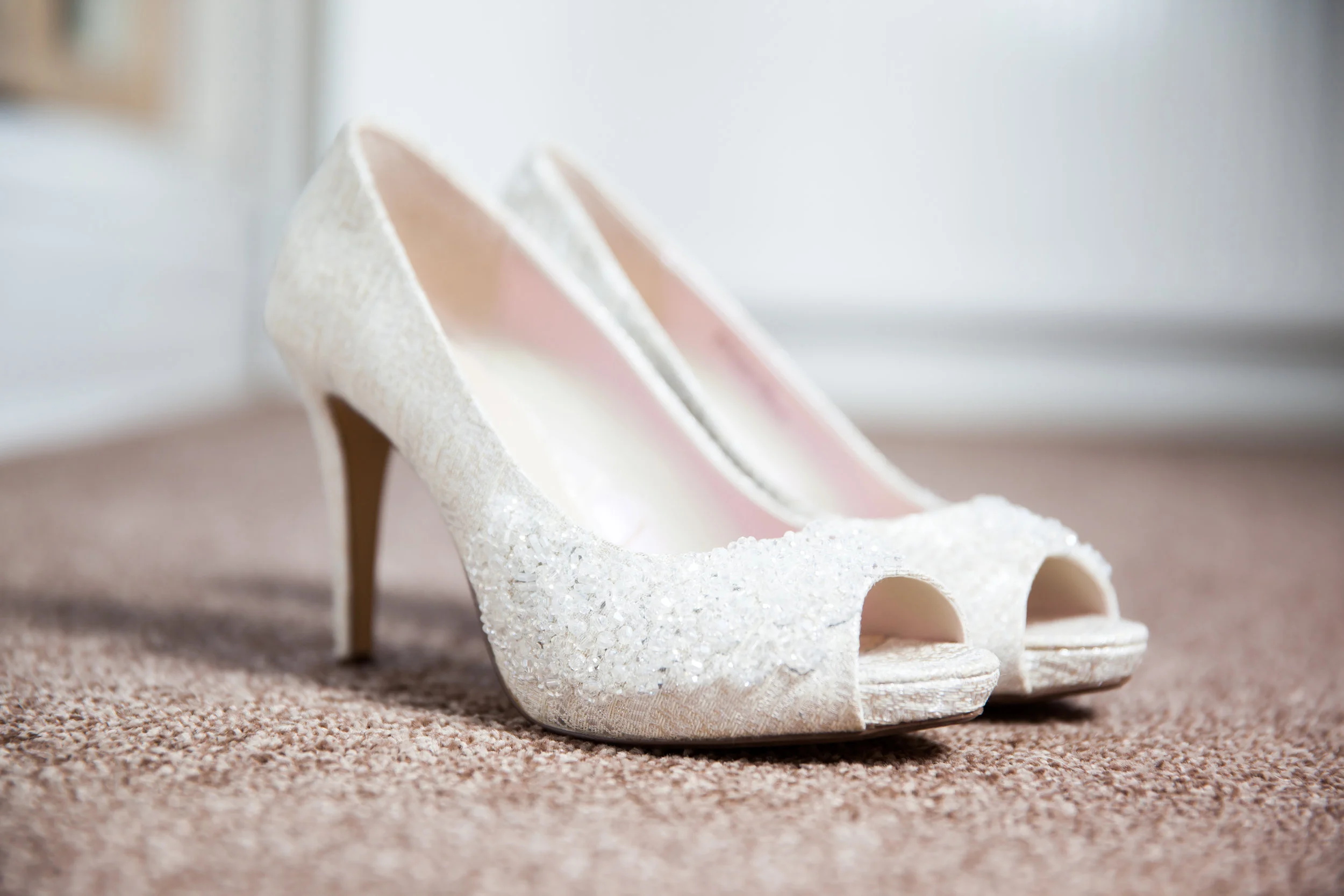 The bridal shoes: Will you wear white heels for your wedding day? 