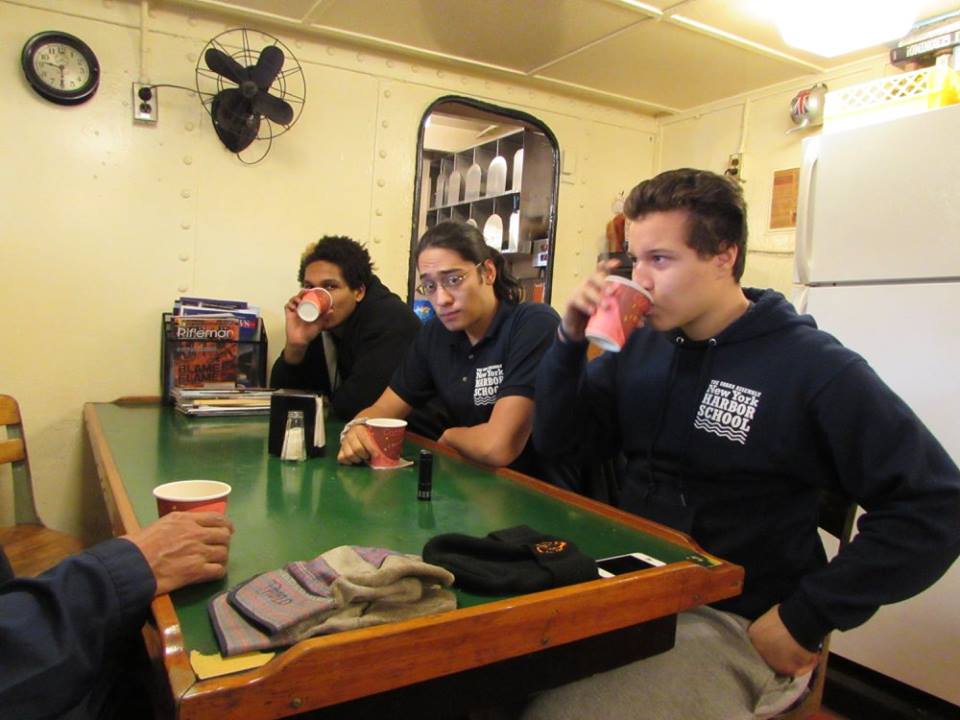 Coffee Break! Students join the crew on the mess deck for coffee (and hot chocolate). 