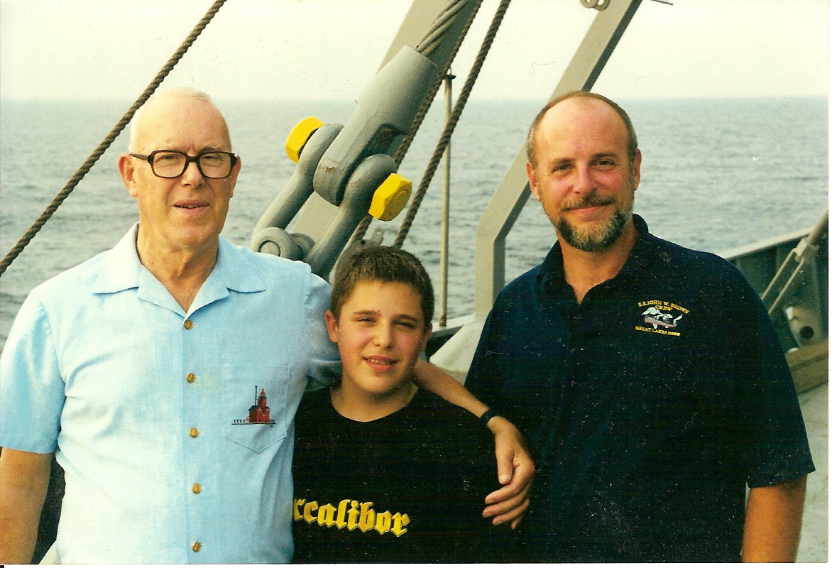 From Left to Right: RADM Richard A Bauman, Liam Bauman, and Captain Rick Bauman Jr. during the Great Lakes 2000 trip. 