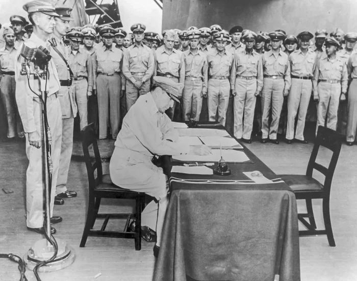 MacArthur Signs Surrender Documents